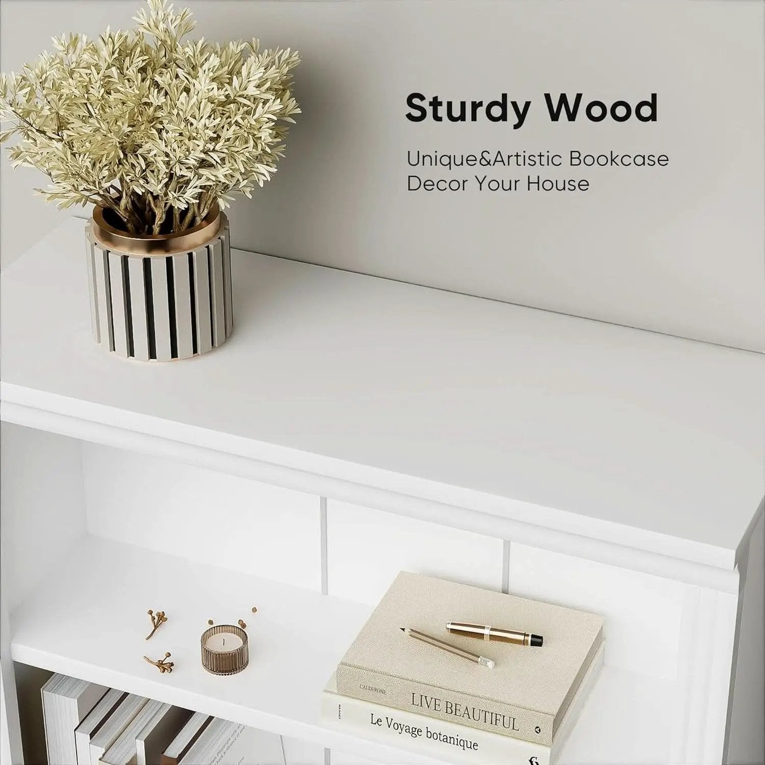 White 72 Inch Tall Bookcase For Living Room Storage from PriceLows™