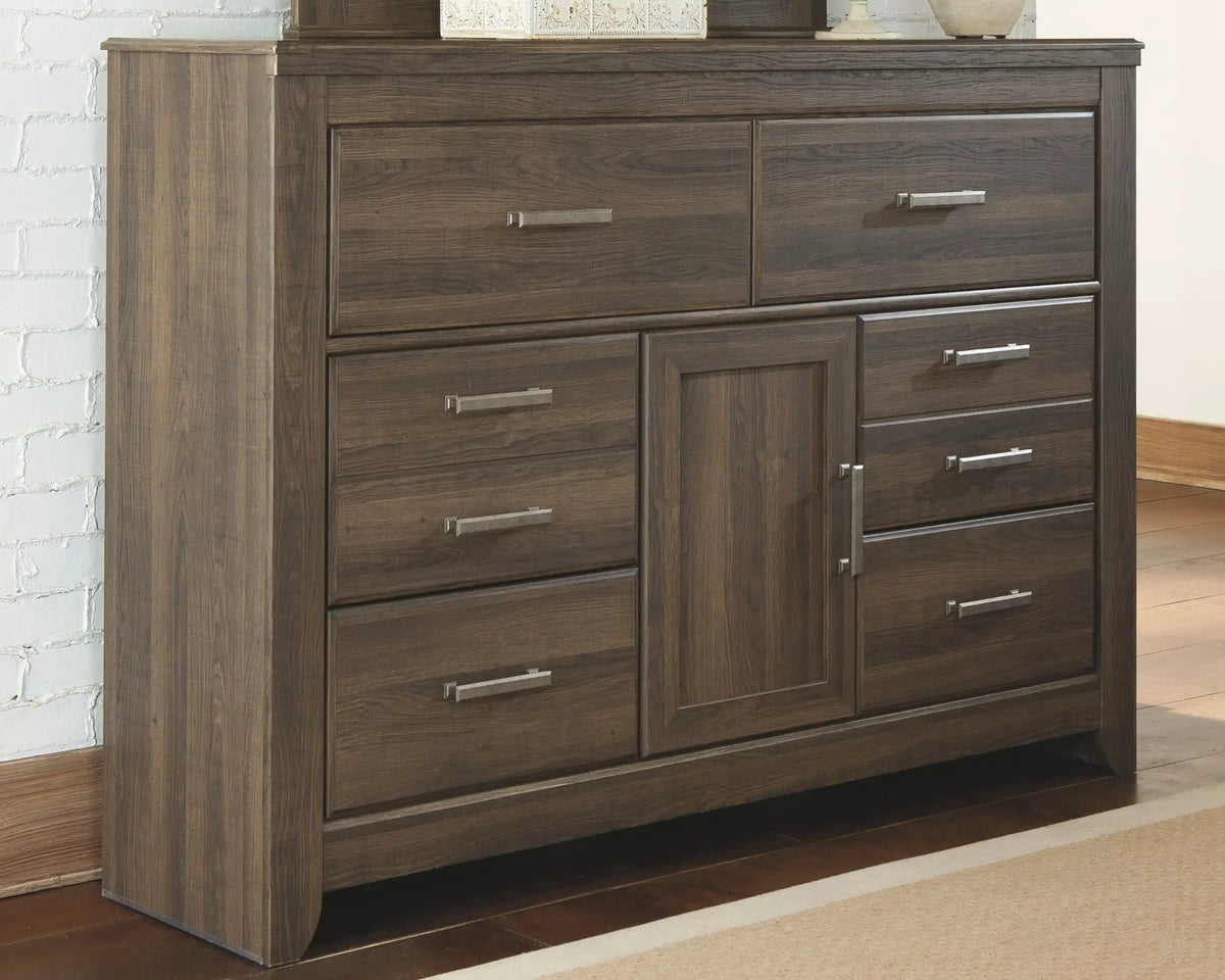 Juararo Bedroom Set | 4-Piece | Vintage Aged Rough Sawn Finish | Replicated Oak Grain