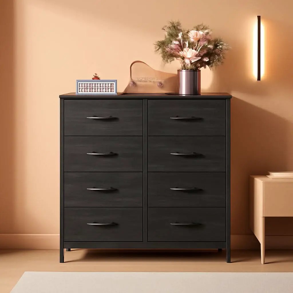 6 Drawer Fabric Chest With Bins For Bedroom Storage from PriceLows™