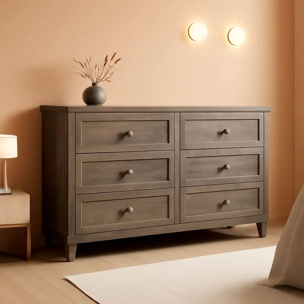 Grey Substantial Six Drawers Dresser With Hardware from PriceLows™