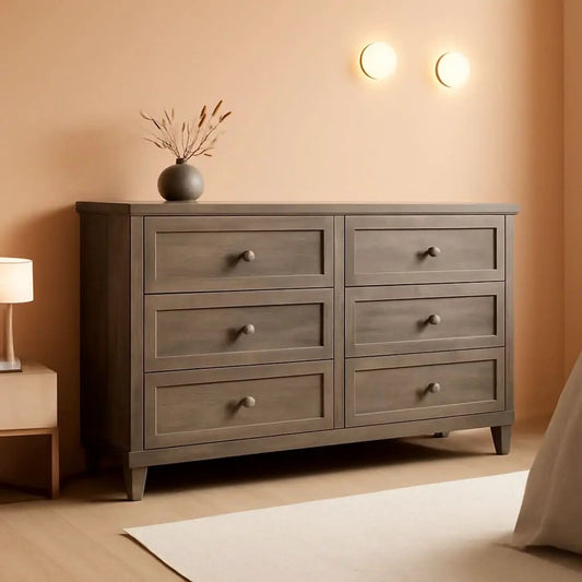 Grey Substantial Six Drawers Dresser With Hardware from PriceLows™