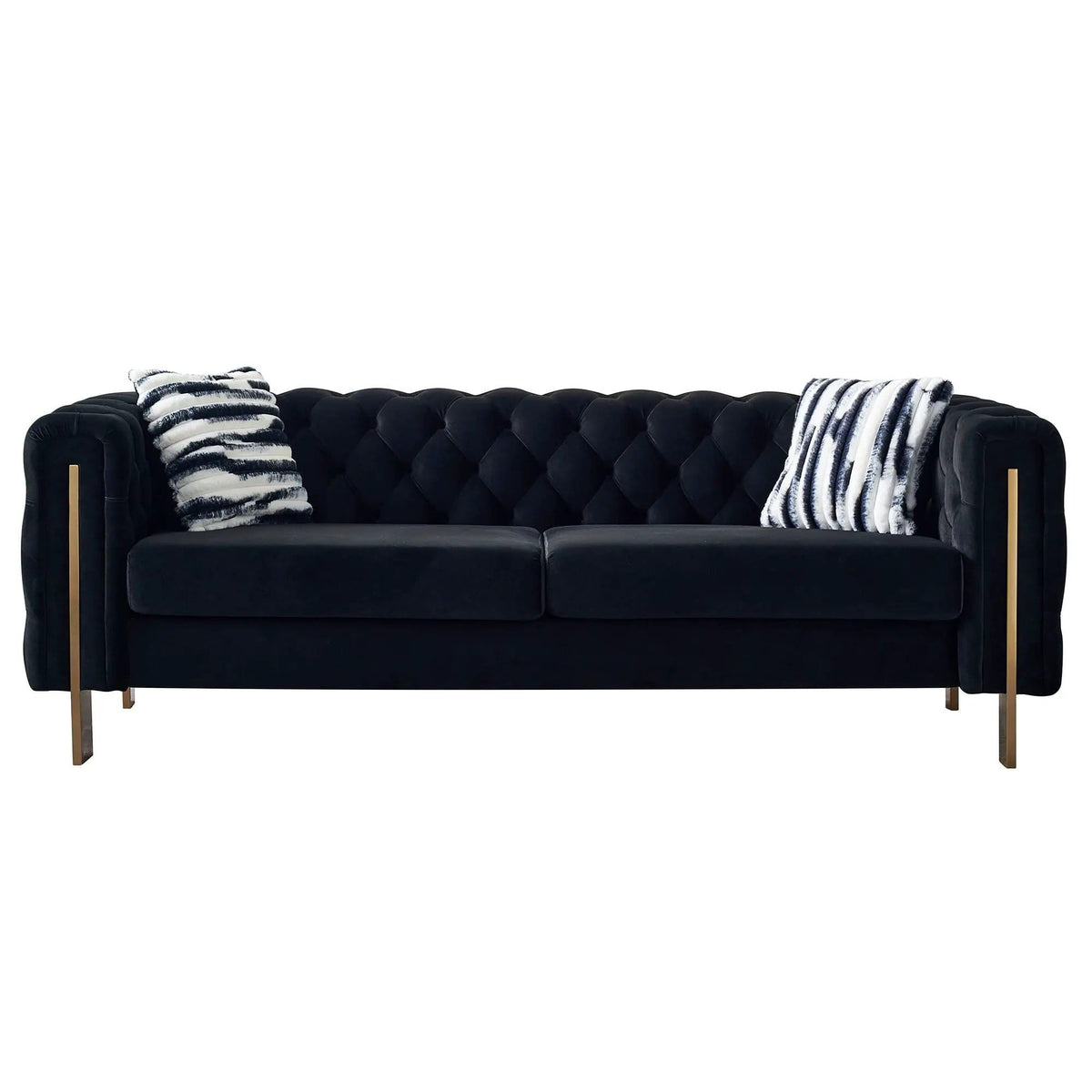 Chesterfield Modern Tufted Living Room Sofa, 84.25''W Couch | Stationary Sofa | Metal & Wood | Living Room