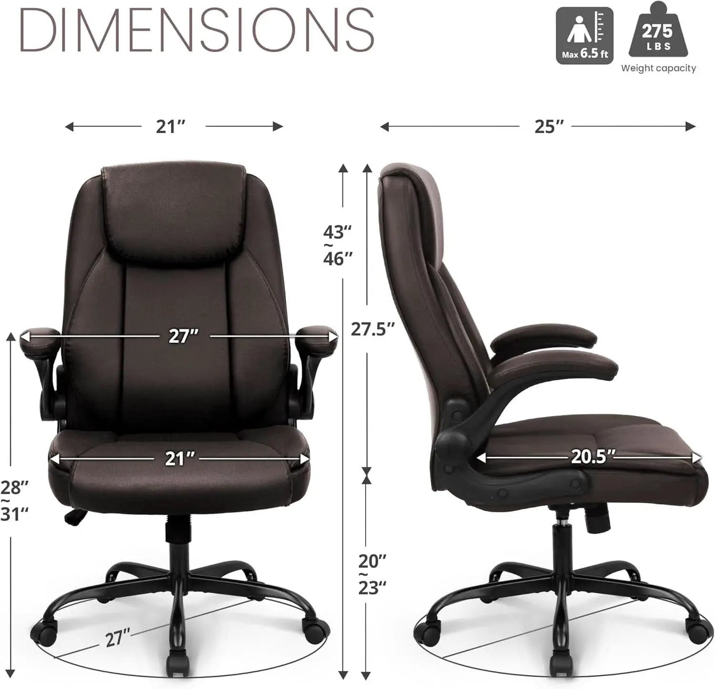 Brown PU Leather Office Chair With Adjustable Height from PriceLows™