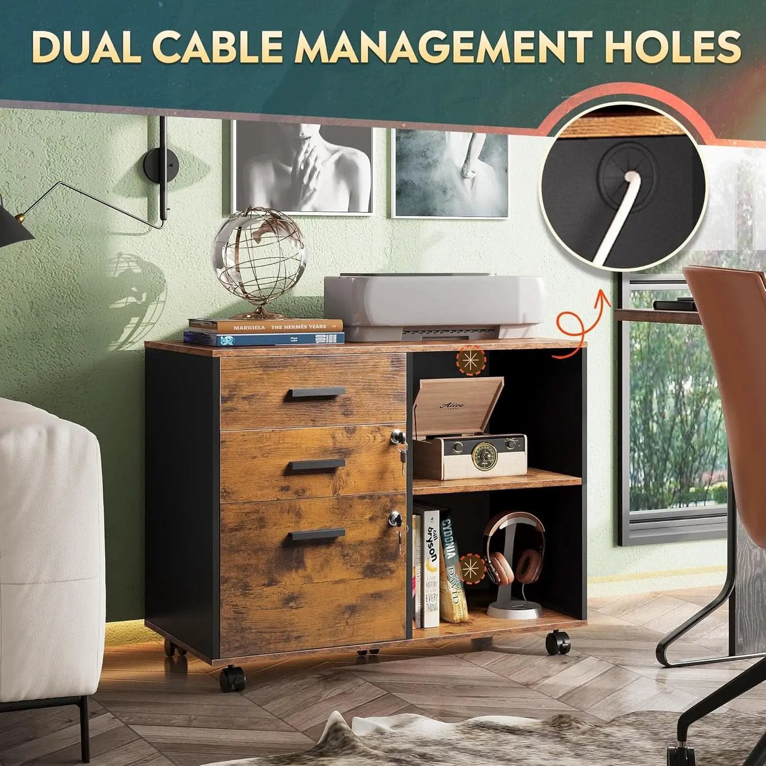3 Drawer Wood File Cabinet With Lock For Home Office from PriceLows™