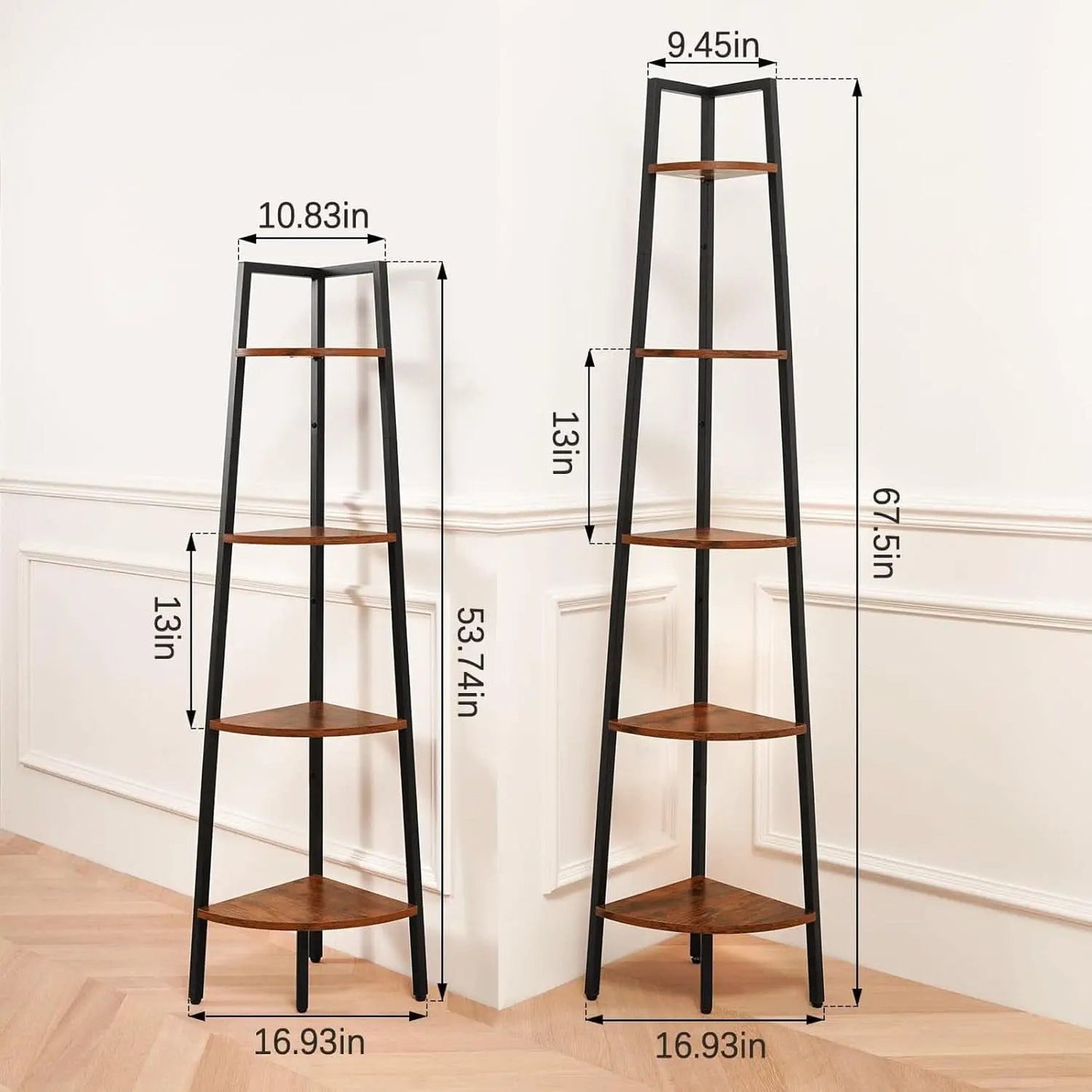 4 Tier Corner Bookshelf With Metal Frame Ladder Display from PriceLows™