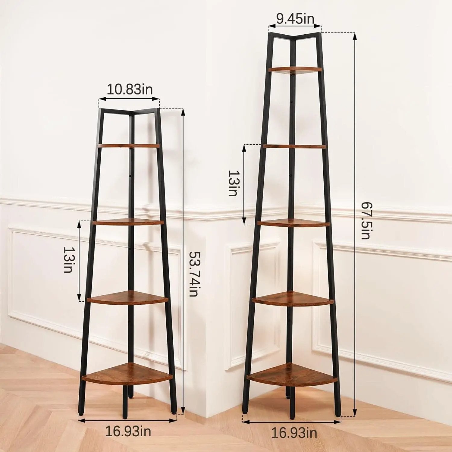4 Tier Corner Bookshelf With Metal Frame Ladder Display from PriceLows™