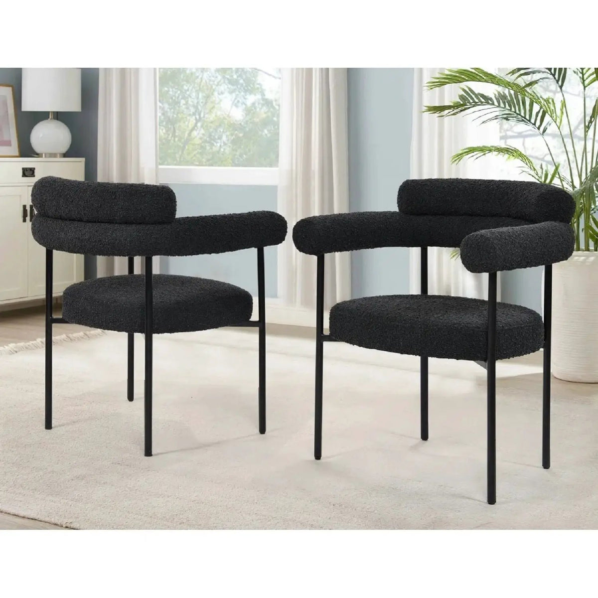 Dining Chairs | Armrests | Fabric Upholstery | Set Of 2