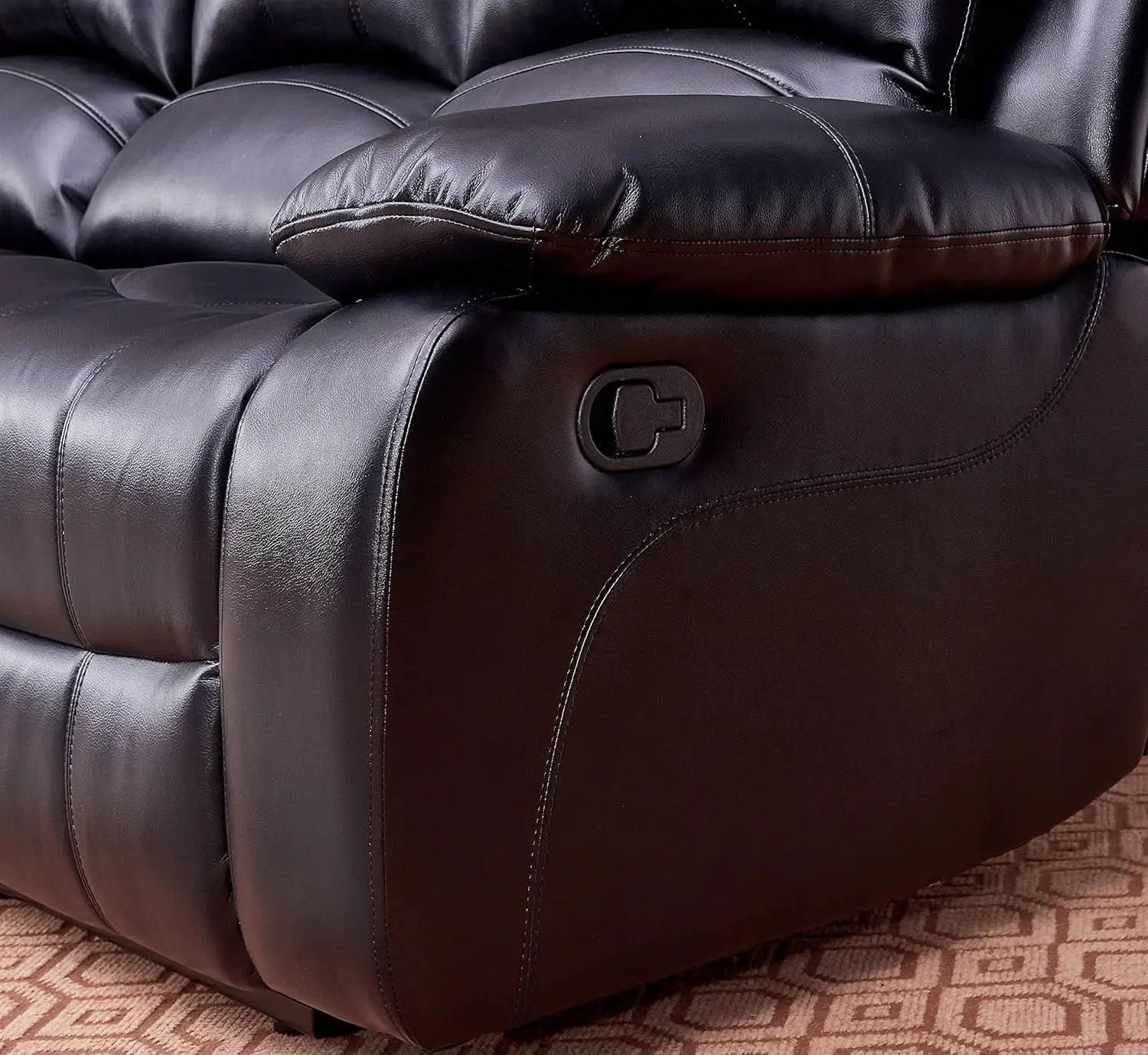 2Piece Bonded Leather Recliner Sofa And Loveseat Set Black 8018 With Pocket Coil Cushions from PriceLows™