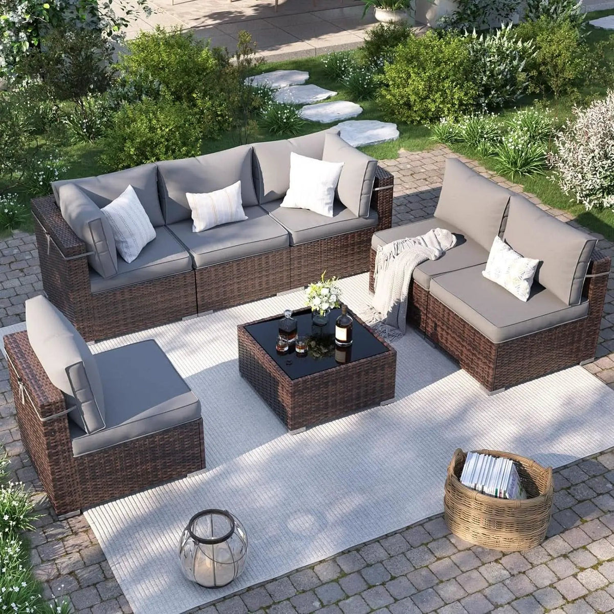 7 Piece Outdoor Sectional Patio Set With Waterproof Cover from PriceLows™