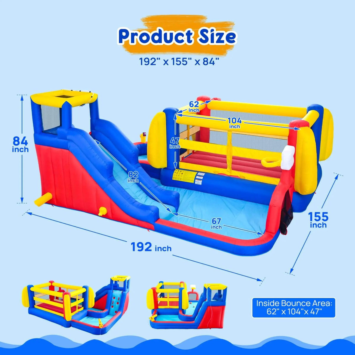 7-In-1 Inflatable Water Park | Slide Pool And Bounce House | Oxford Fabric | Continuous Airflow Design