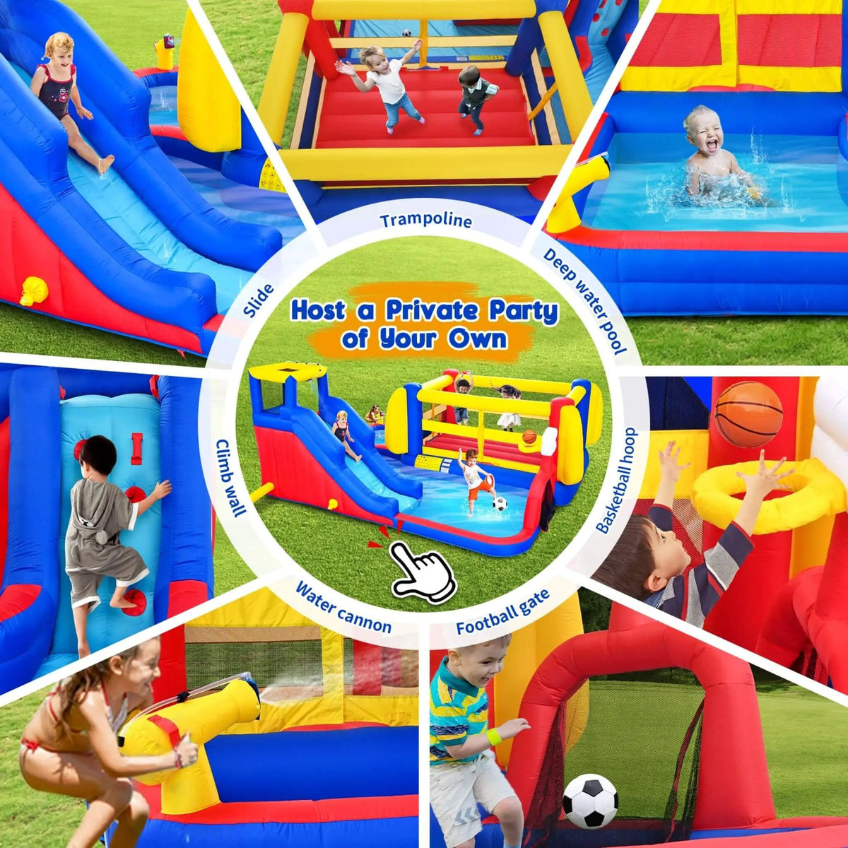 7-In-1 Inflatable Water Park | Slide Pool And Bounce House | Oxford Fabric | Continuous Airflow Design
