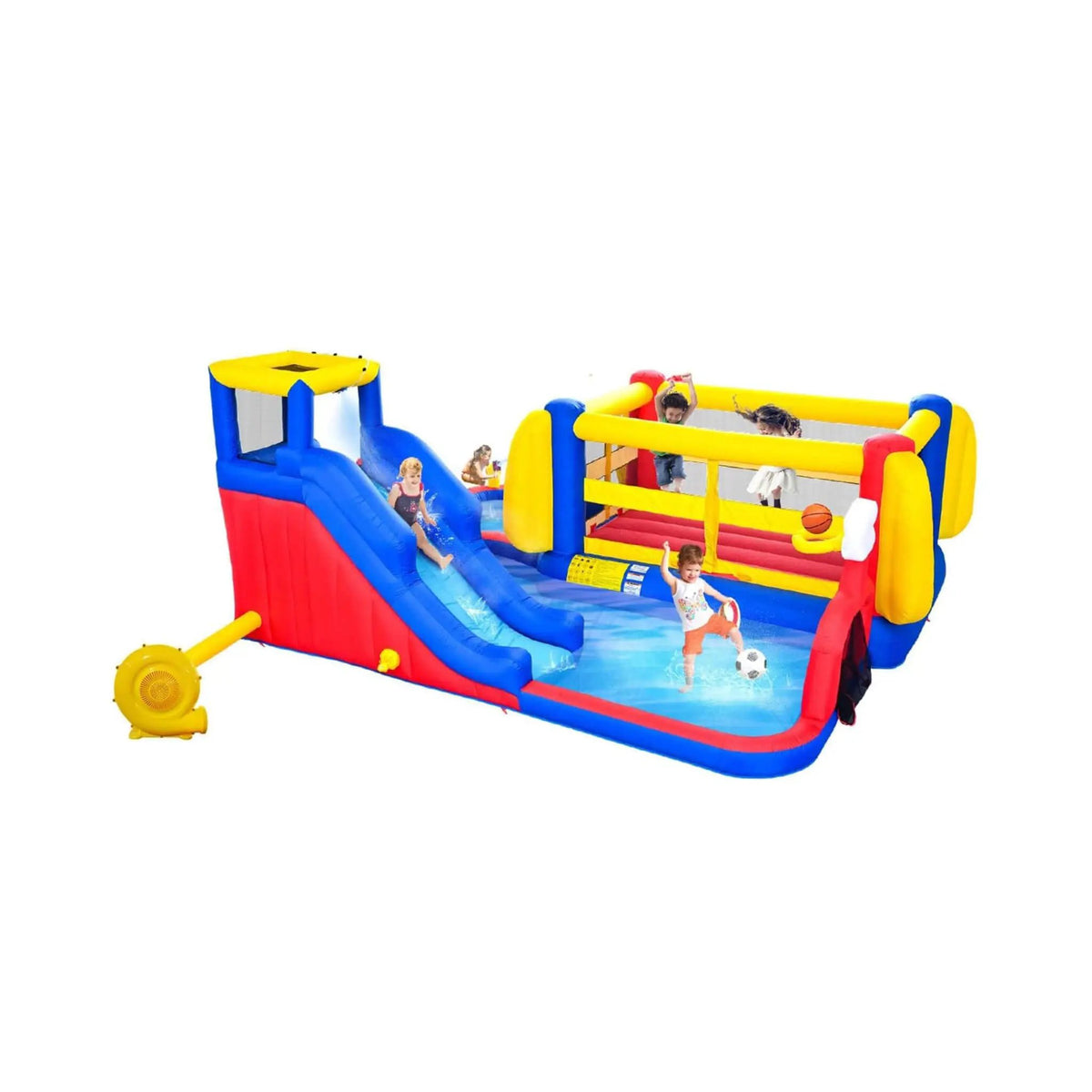 7-In-1 Inflatable Water Park | Slide Pool And Bounce House | Oxford Fabric | Continuous Airflow Design