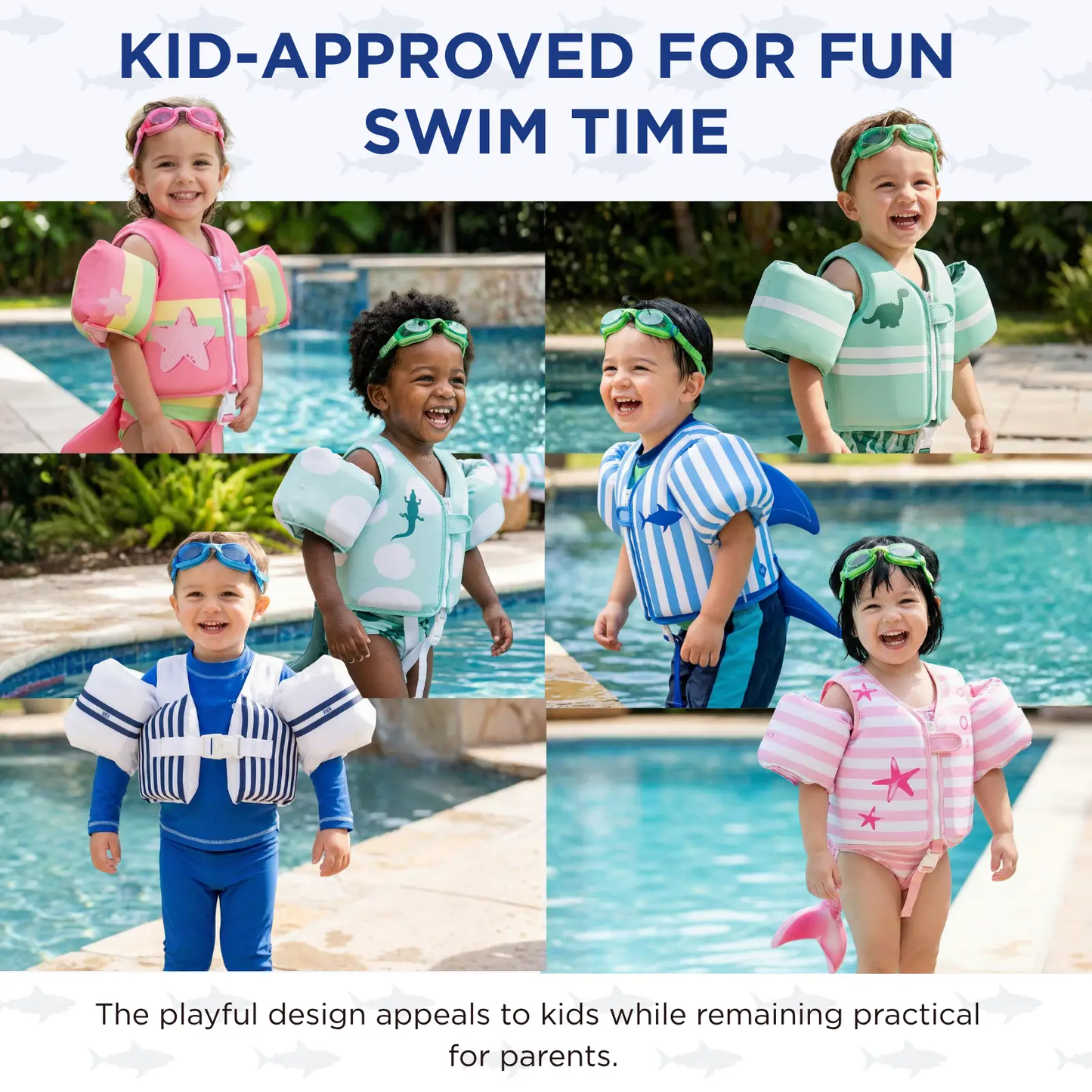 Floating Jackets with Sleeves for Pool or Beach | 1-3 Years | White & Blue from PriceLows™