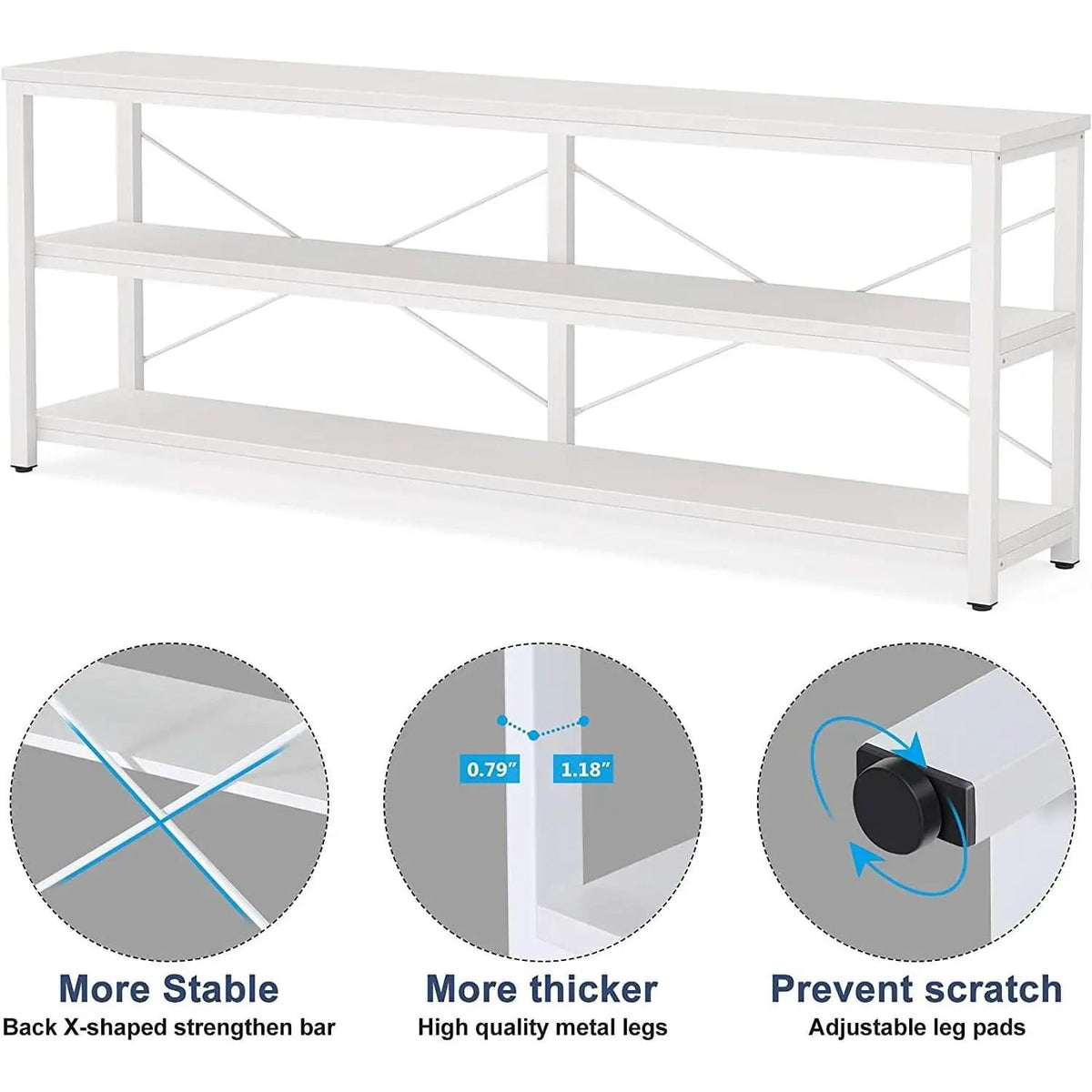 70.8 Inch Long Industrial TV Console With 3 Shelves from PriceLows™