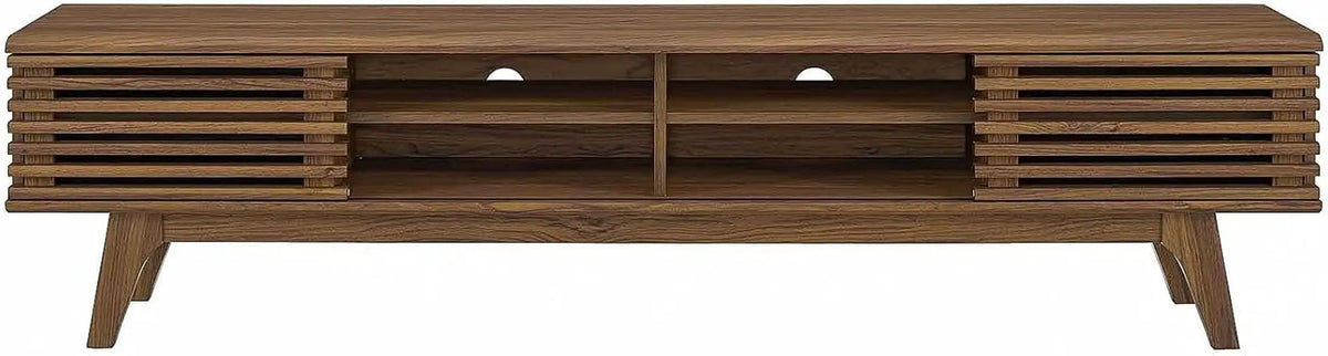 70 Inch Mid Century Modern Walnut TV Stand Console from PriceLows™