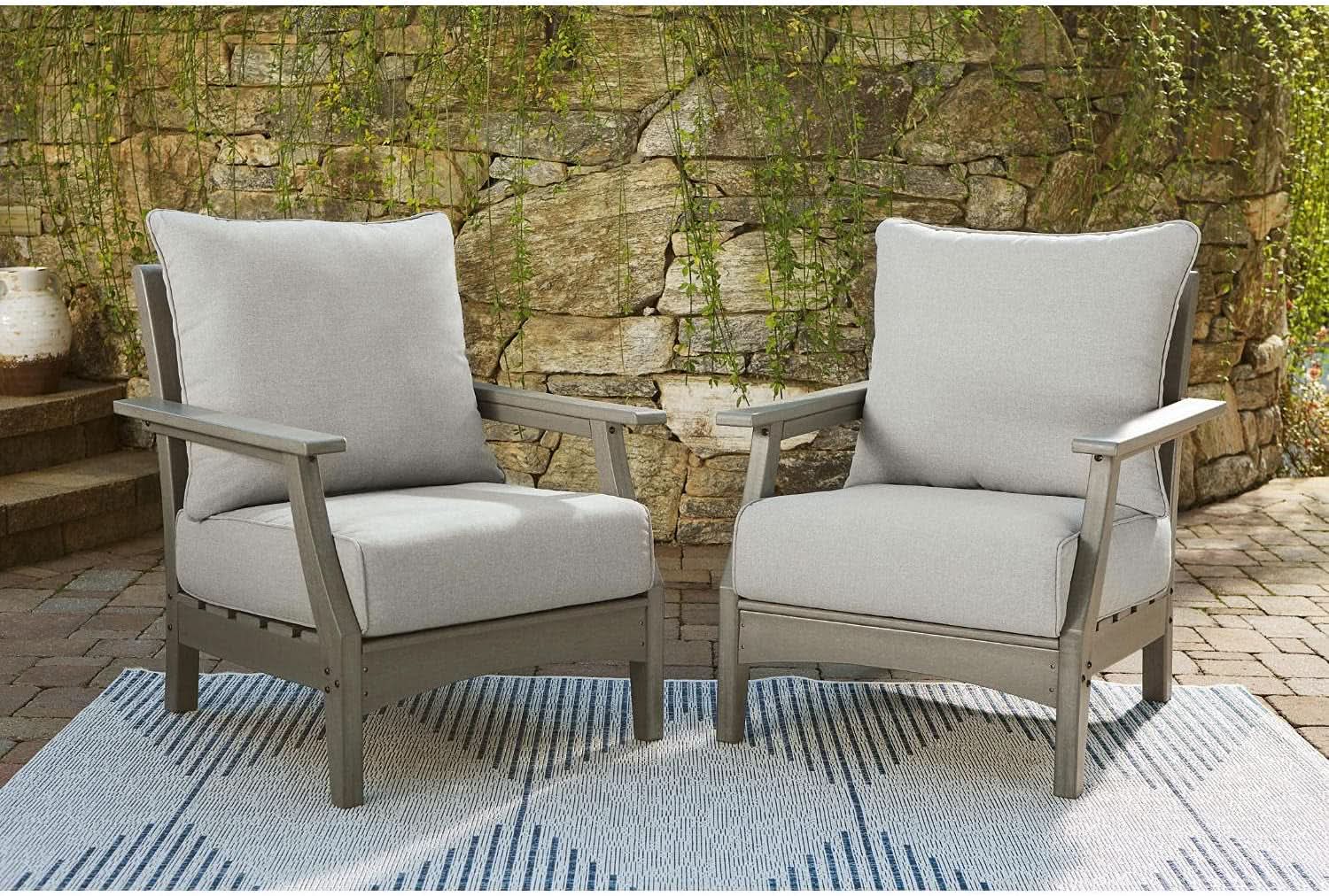 Cushioned Outdoor Lounge Chairs Set of Two Gray from PriceLows™