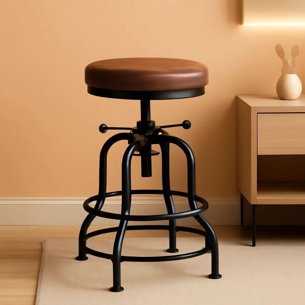 Industrial Bar Stool Adjustable Brown Counter Height from PriceLows™