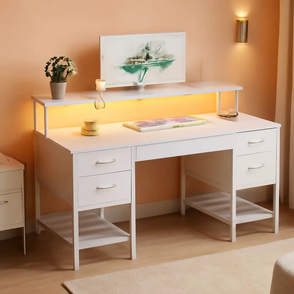 47 Inch Gaming Desk With LED Lights For Home Office from PriceLows™
