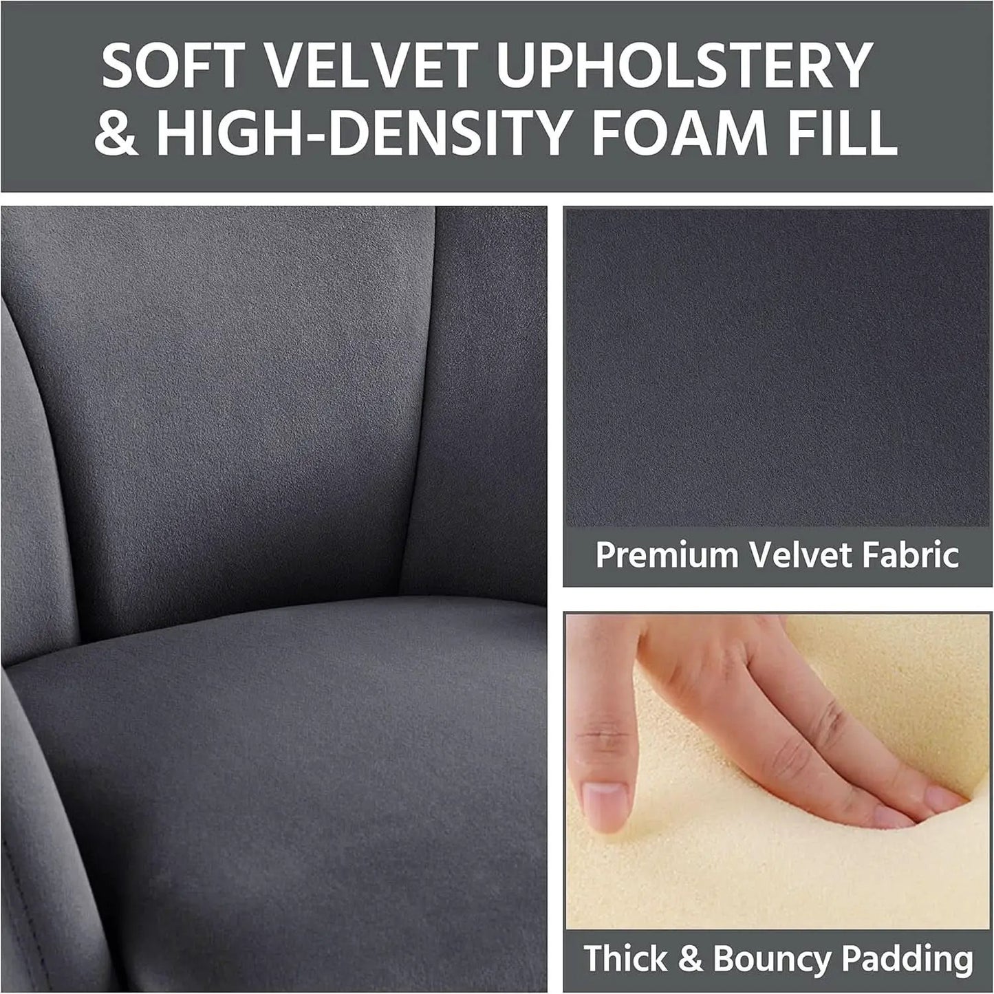 Flower Shape Velvet Armchair With Golden Legs Dark Gray from PriceLows™