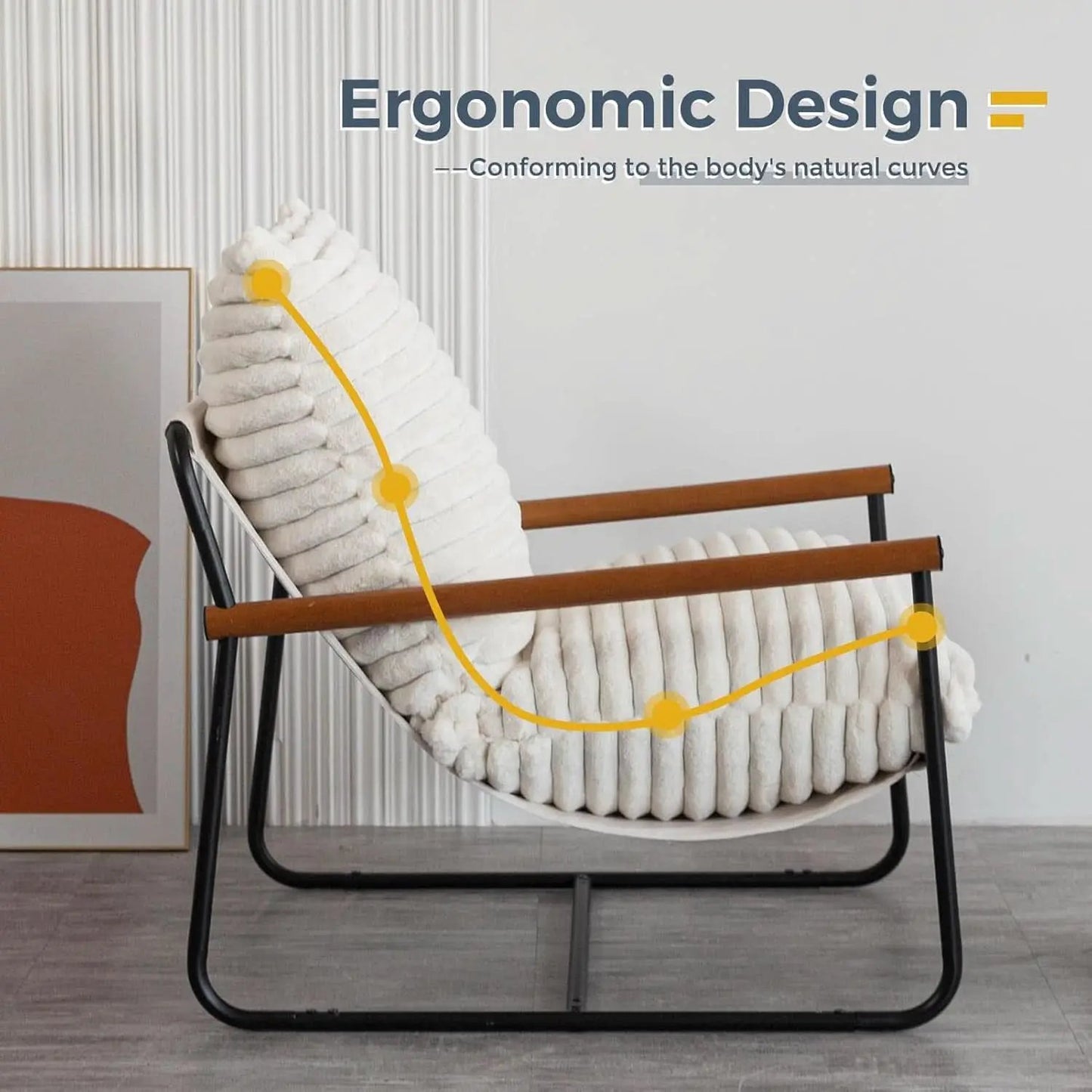 Boucle Sherpa Arm Chair Steel Frame Mid Century Modern from PriceLows™