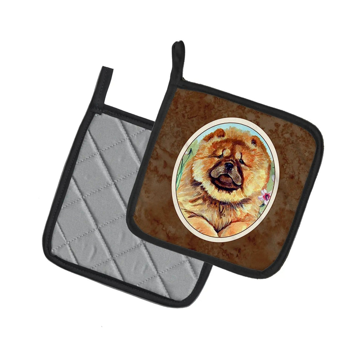 Pot Holder Set of 2 | Heat Resistant Quilted Hot Pads | 7.5 x 7.5 Inch | Chow Chow (Style 14)