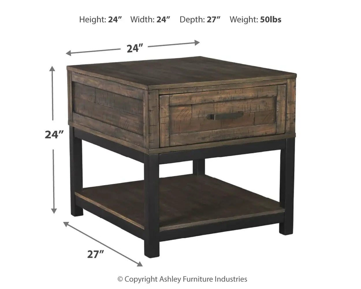 Johurst Rectangular End Table | 24.13 x 27 x 24.38 in | Engineered Wood | Grayish Brown