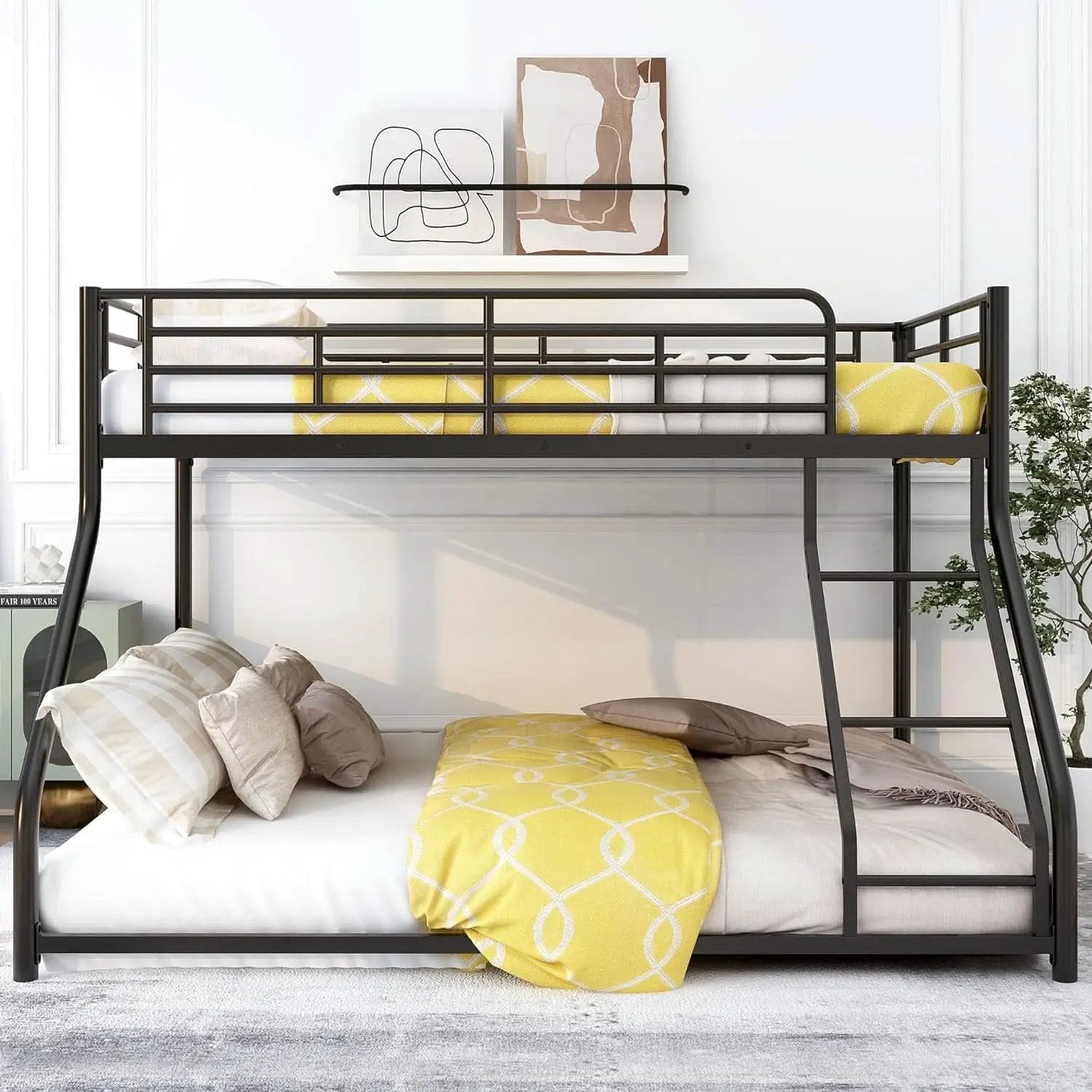 Heavy Duty Twin Over Queen Metal Bunk Bed In Black from PriceLows™