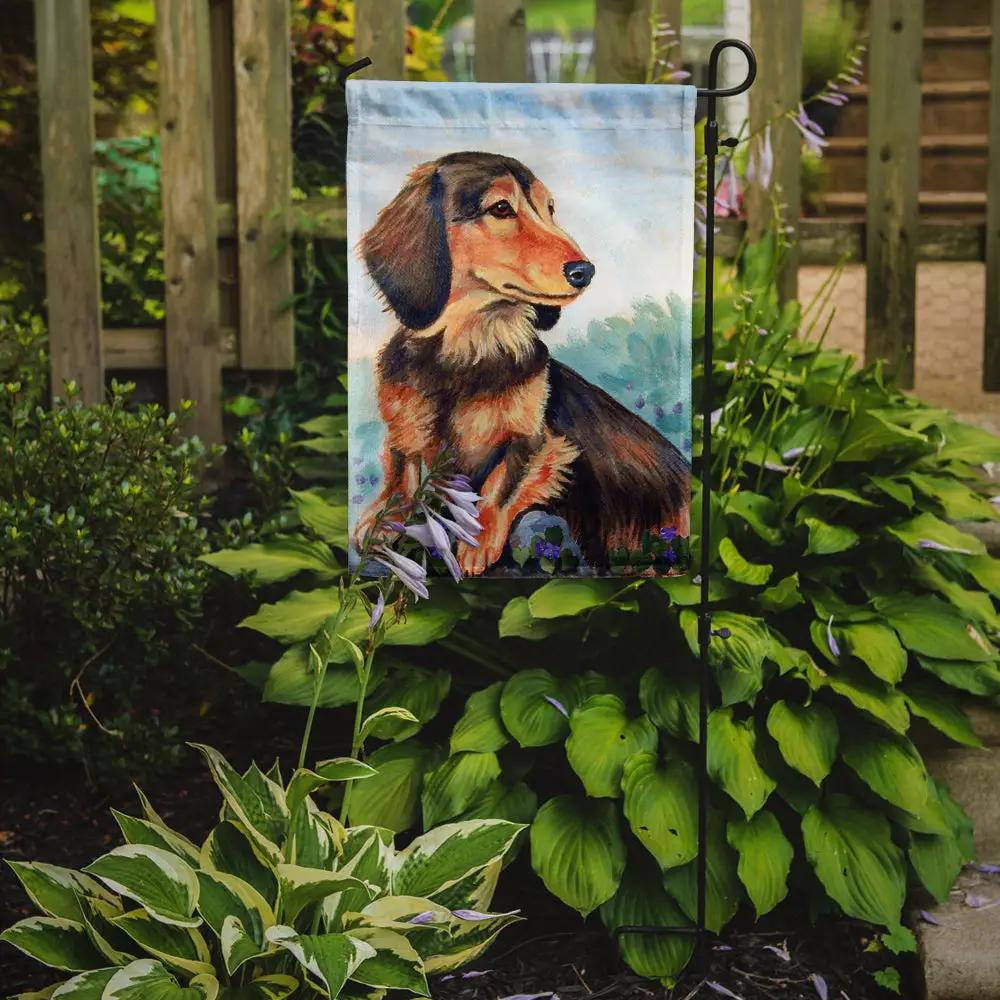 Dachshund chocolate and tan Long Haired Garden Flag – Decorative Outdoor Yard Flag from PriceLows™