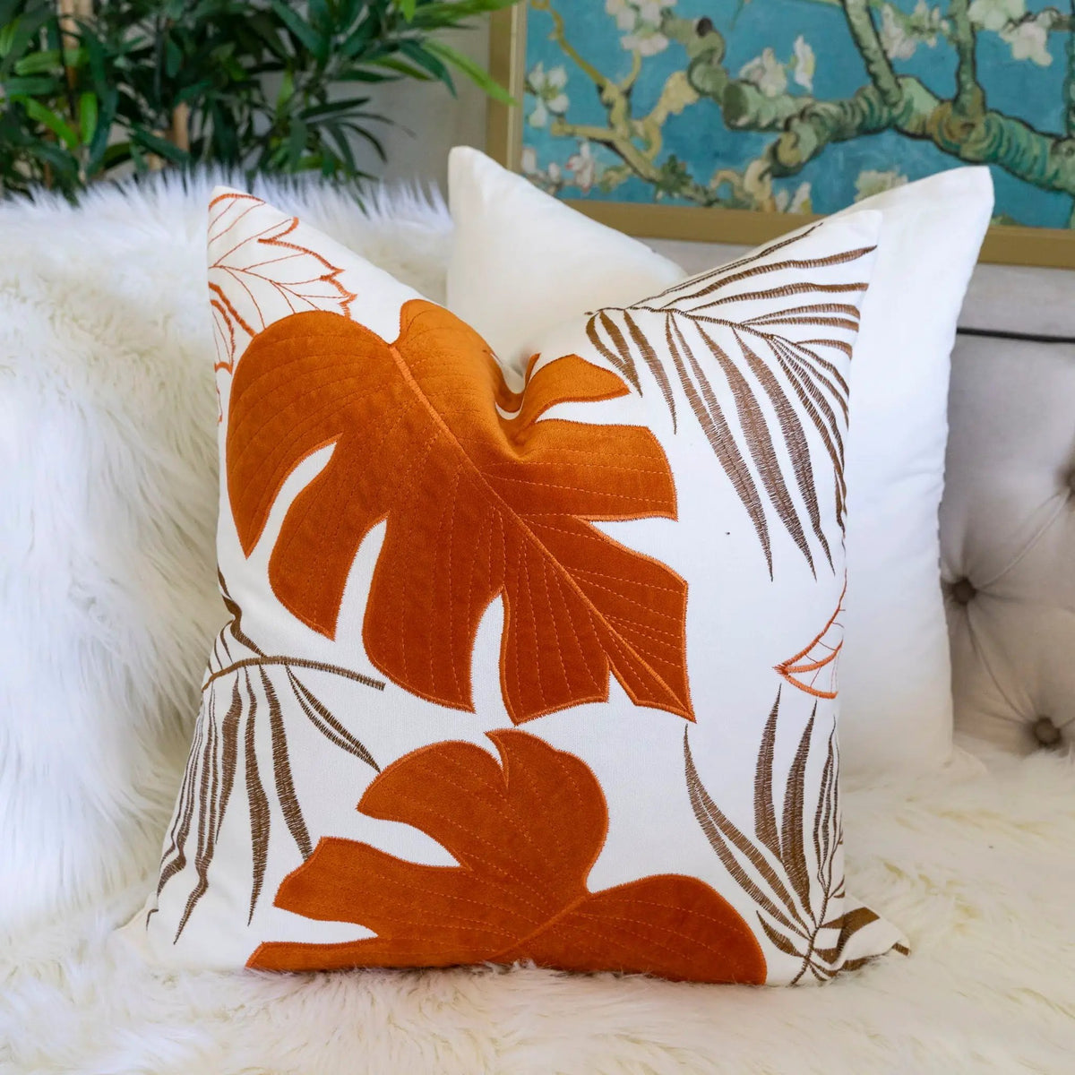Autumn Leaf Accent Pillow | 20X20 Inches | Hidden Zipper | Optional Insert