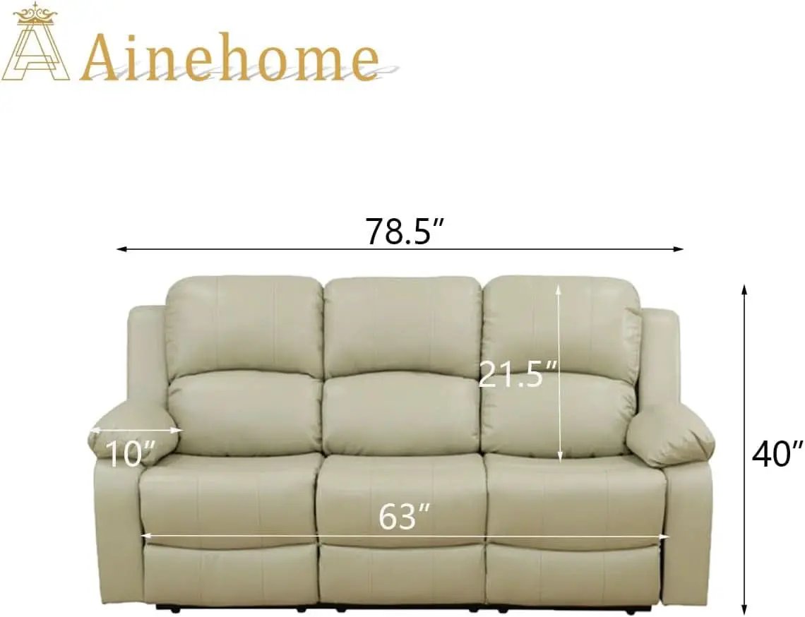 Beige Leather Recliner Sofa Set With Built In Coffee Table from PriceLows™