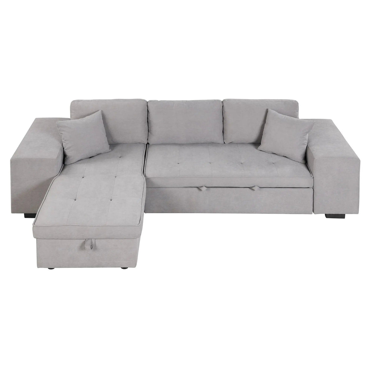 Modern L-Shape 3 Seat Reversible Sectional Couch, Pull Out Sleeper Sofa With Storage | 4 Pieces | Fabric | Living Room