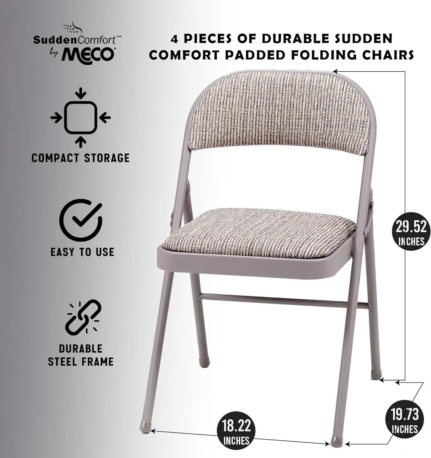 Padded Folding Chairs 4 Pack Fabric Chicory Lace Set from PriceLows™