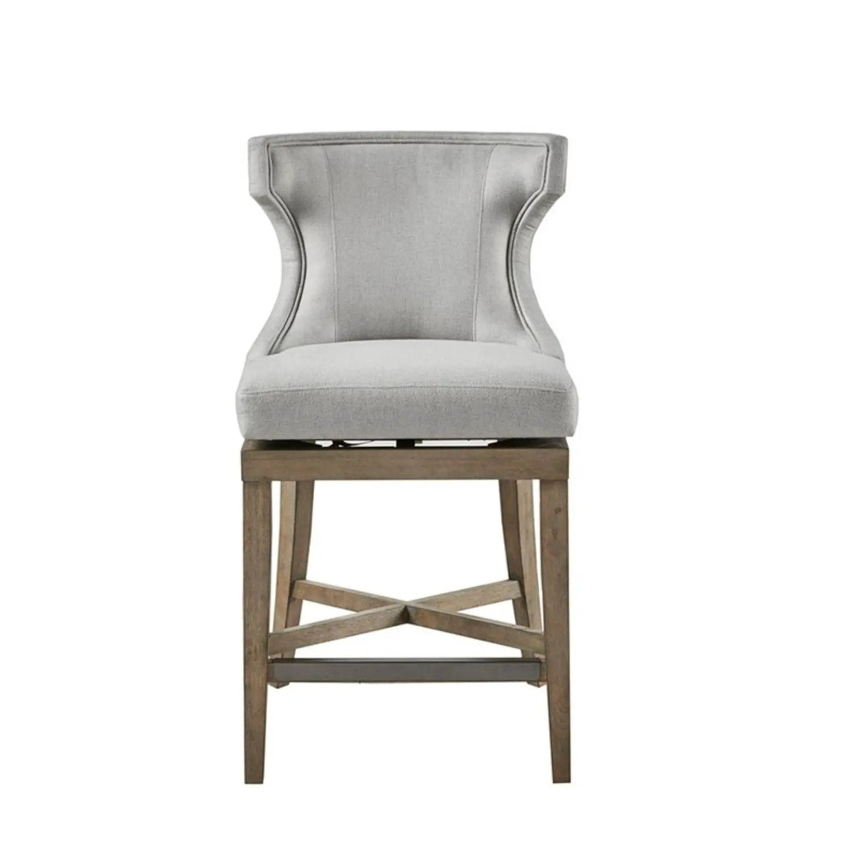 Carson Swivel Counter Stool | Wingback Shape | Piping Details | Solid Wood Legs