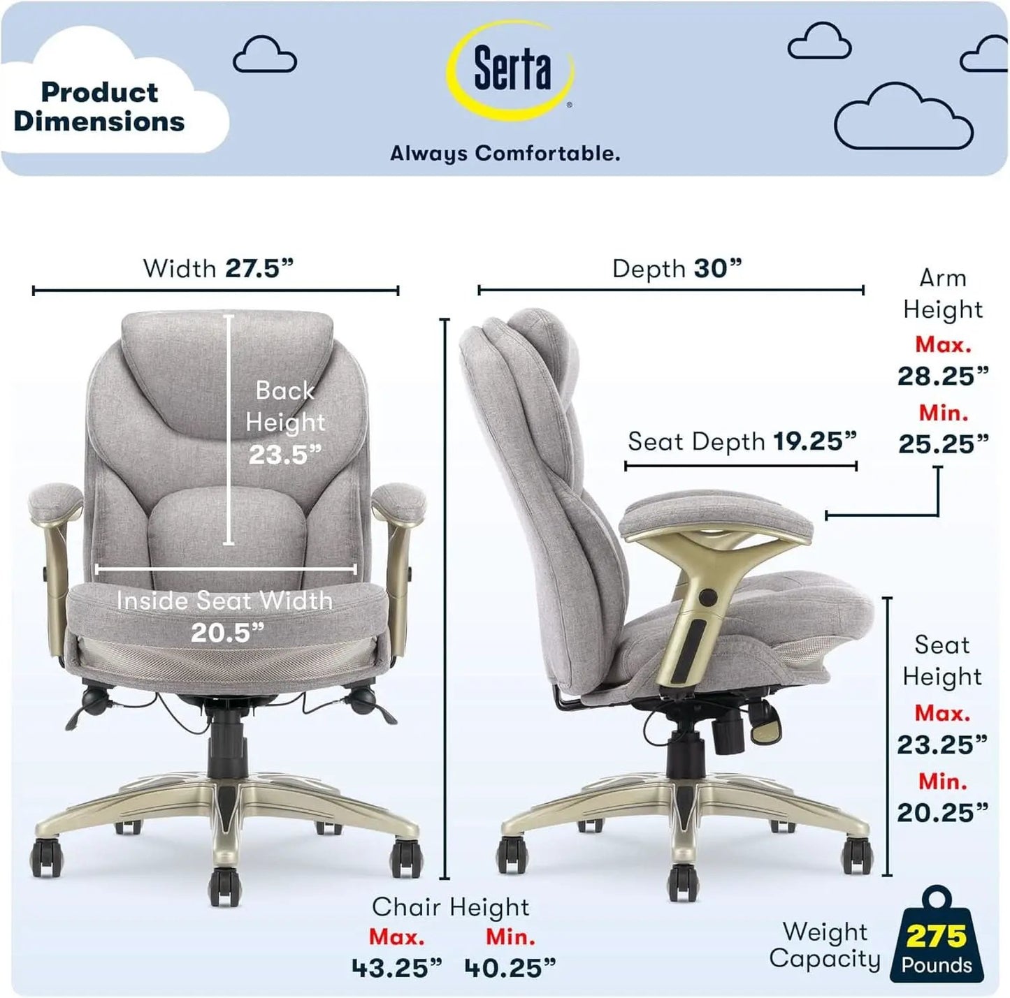Ergonomic Executive Office Chair With Motion Technology Gray from PriceLows™