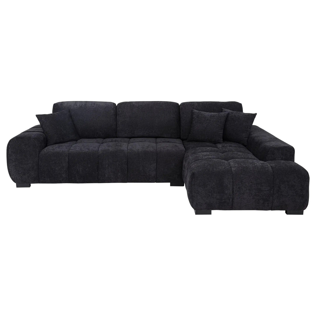 Octavia Upholstered Sectional Chaise Sofa | 119.25 x 79.5 x 35.5 in | Fabric | Black