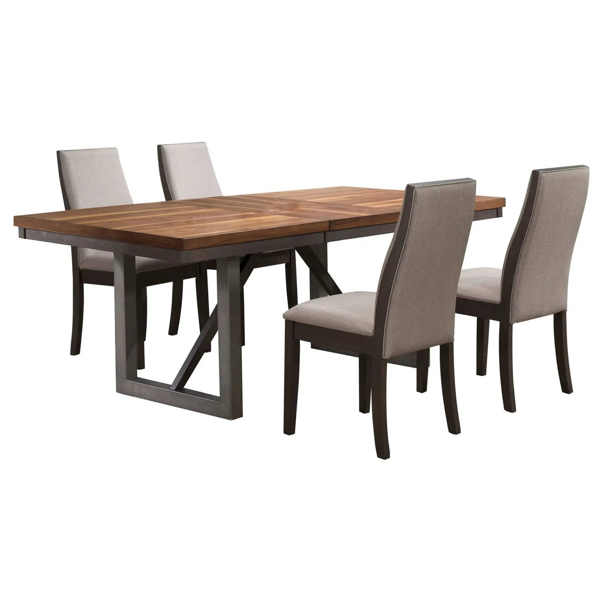 Spring Creek 5-piece Rectangular Dining Table Set | 5-Piece Set | Rubberwood & Walnut | Taupe