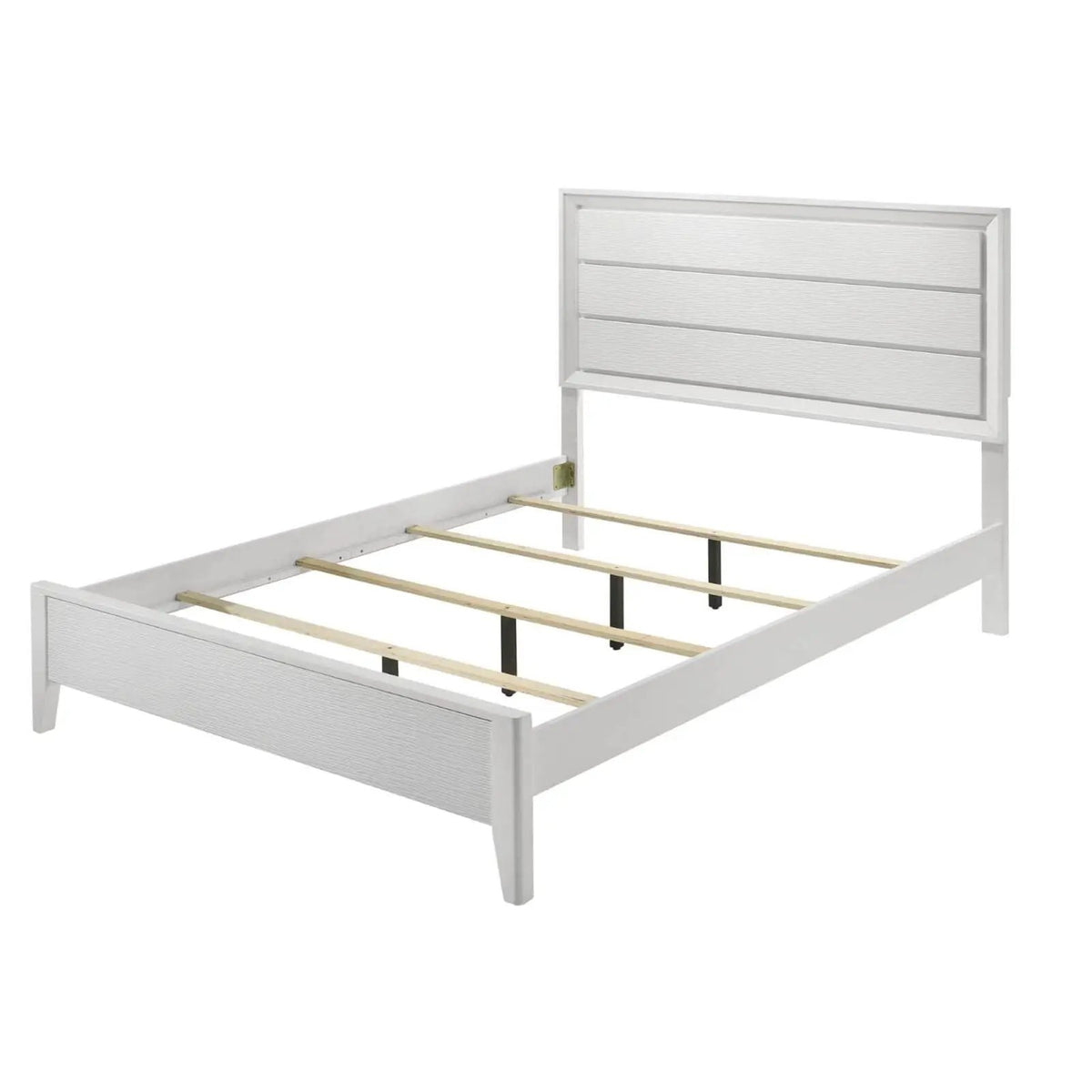 Modern Bed Frame | Wave Texture Headboard | Angled Legs | Solid Wood Construction
