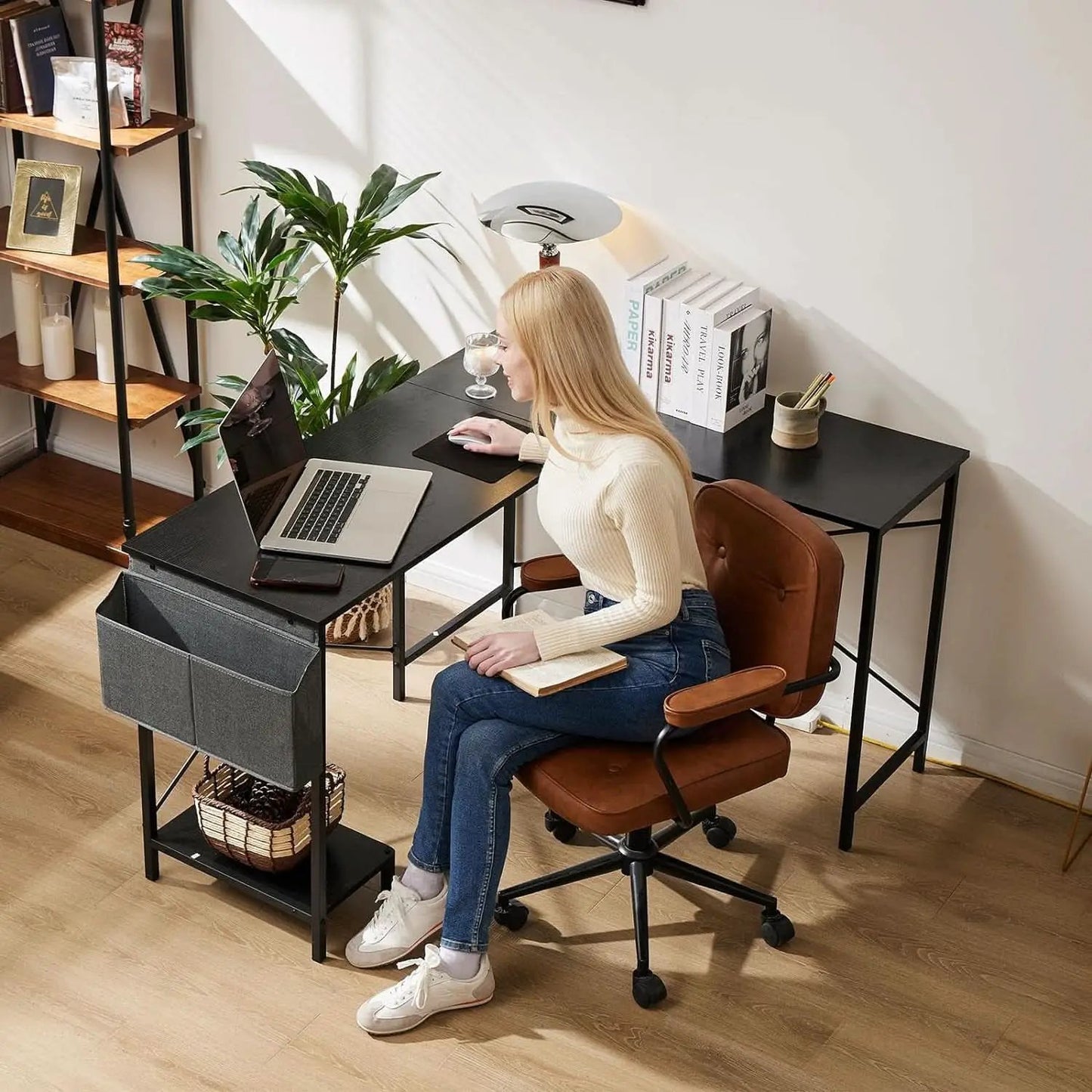 L Shaped Computer Desk 50 Inch Black Corner Home Office from PriceLows™