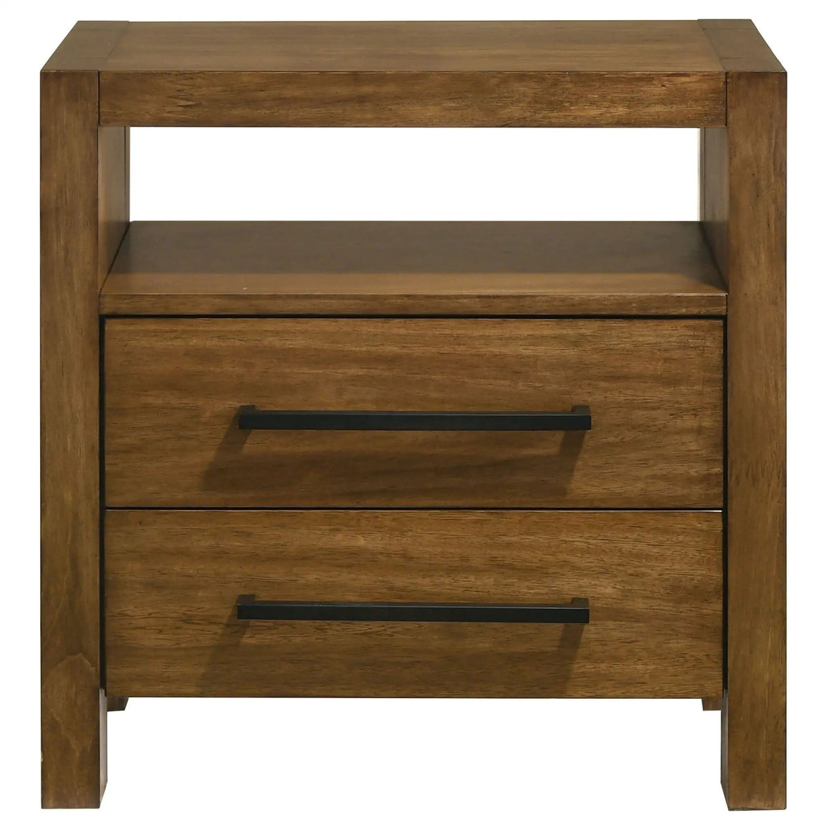 Adderley 2-drawer Nightstand Bedside Table Warm | 25.5 x 17 x 26 in | Solid Wood & Rubberwood | Brown