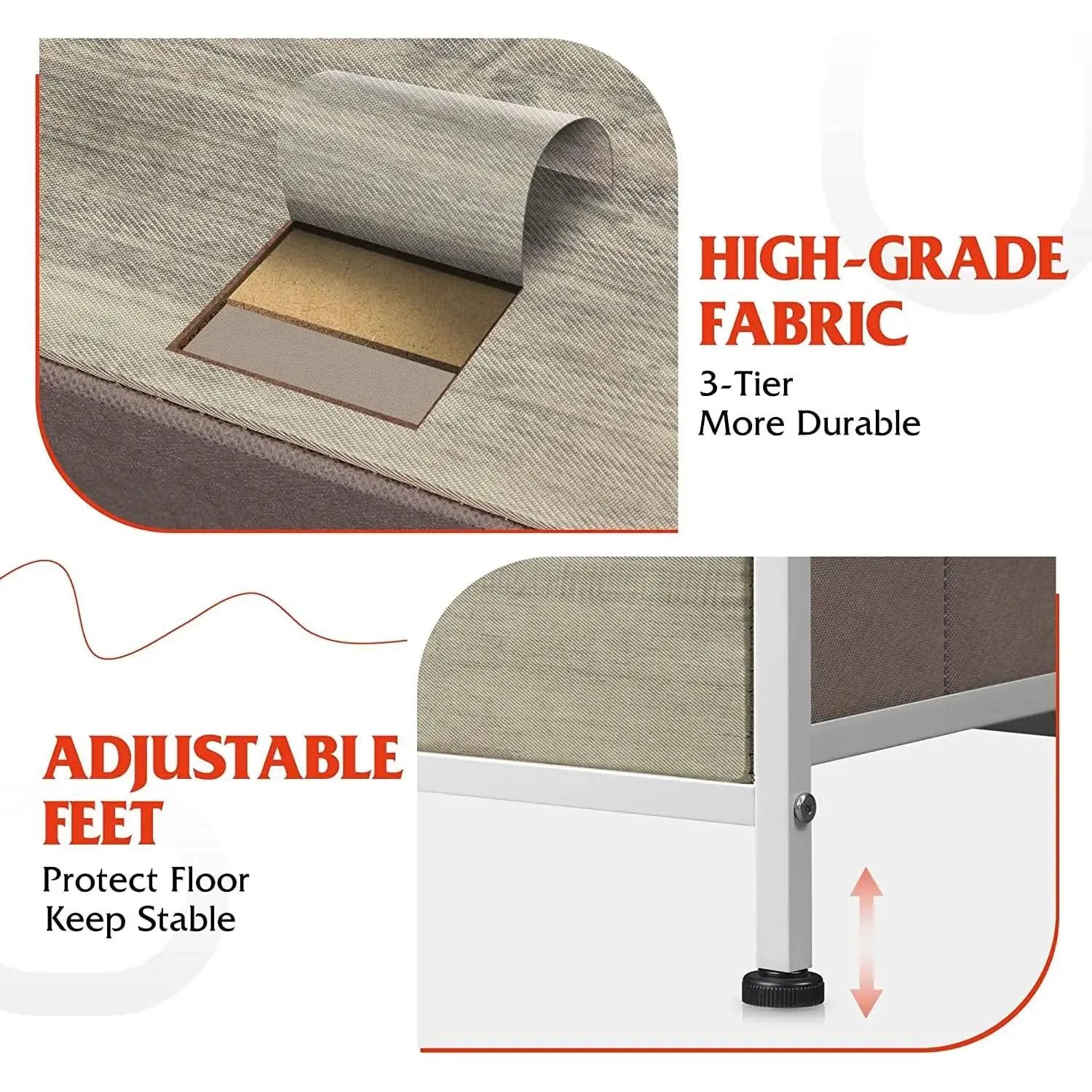 5 Drawer Wide Fabric Dresser Organizer With Wood Top from PriceLows™