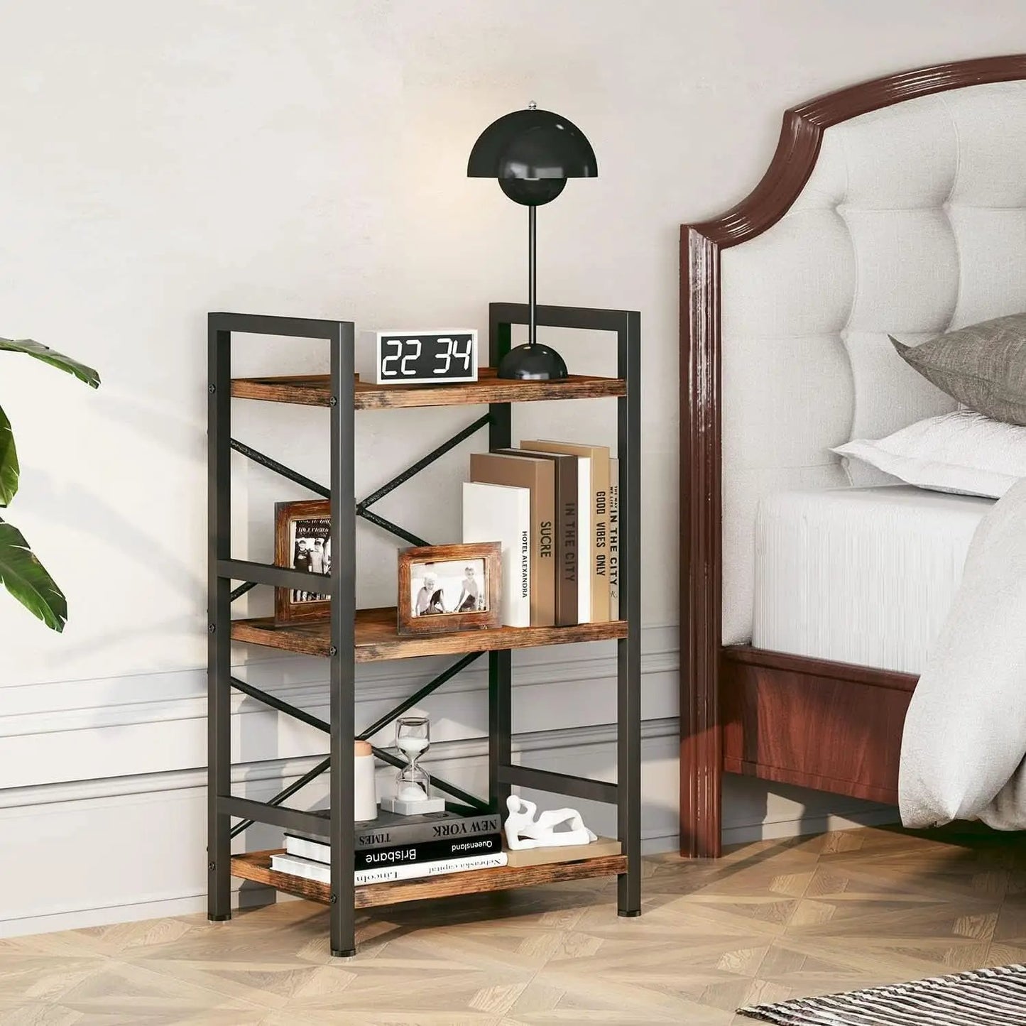Rustic Brown 3 Tier Metal Bookshelf For Living Room from PriceLows™