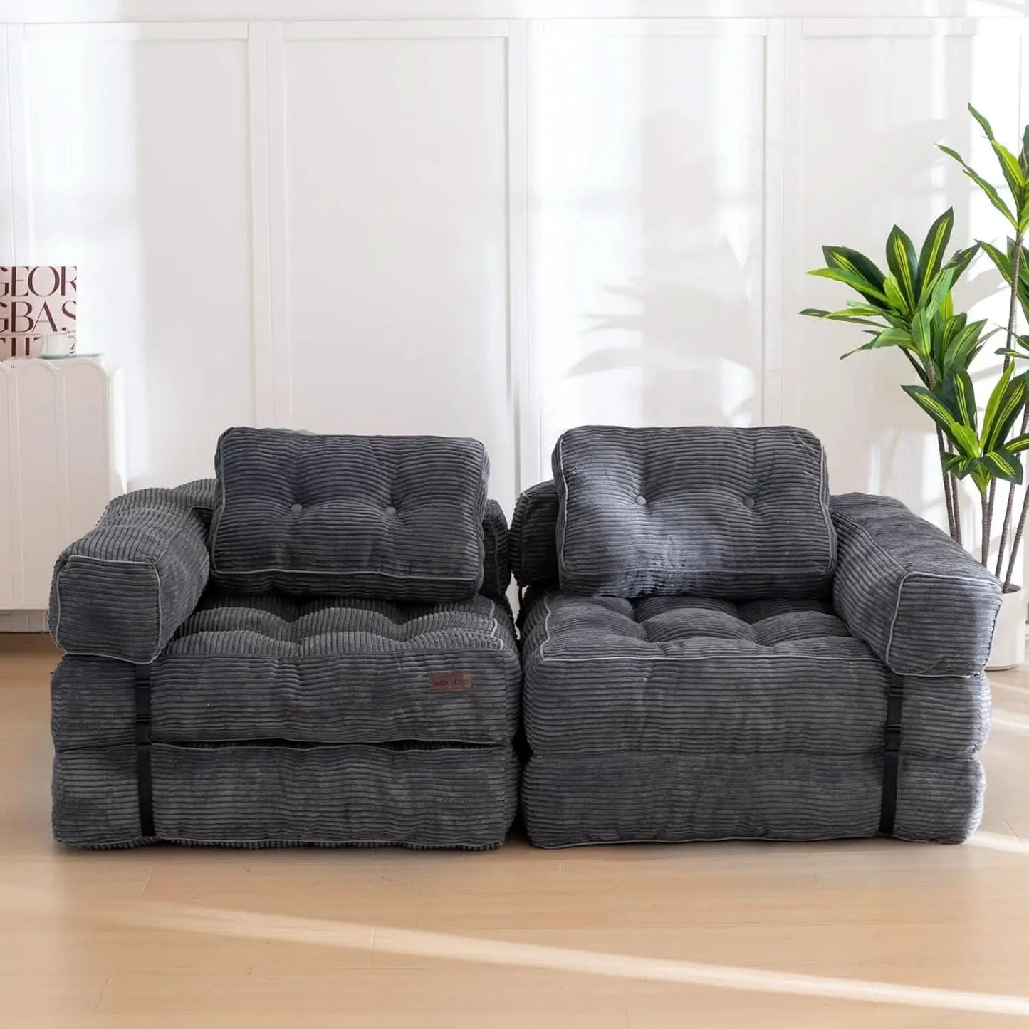 L Shaped Folding Sofa Bed Grey Convertible Sleeper Sofa from PriceLows™