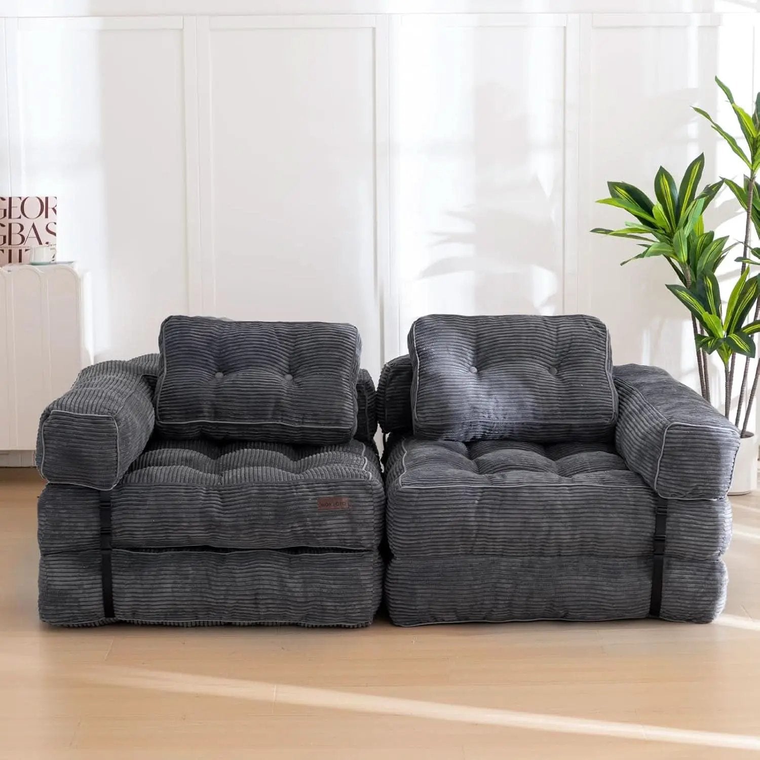 L Shaped Folding Sofa Bed Grey Convertible Sleeper Sofa from PriceLows™