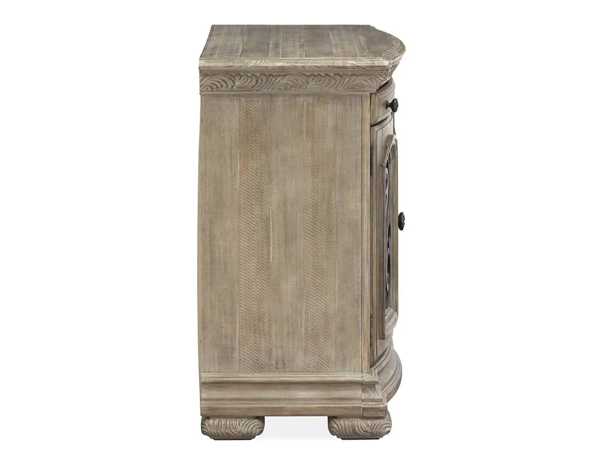 Marisol Bachelor Chest Nightstands w/ Charging Station | 18 x 34 x 32.5 in | Tempered Glass & Metal | Fawn