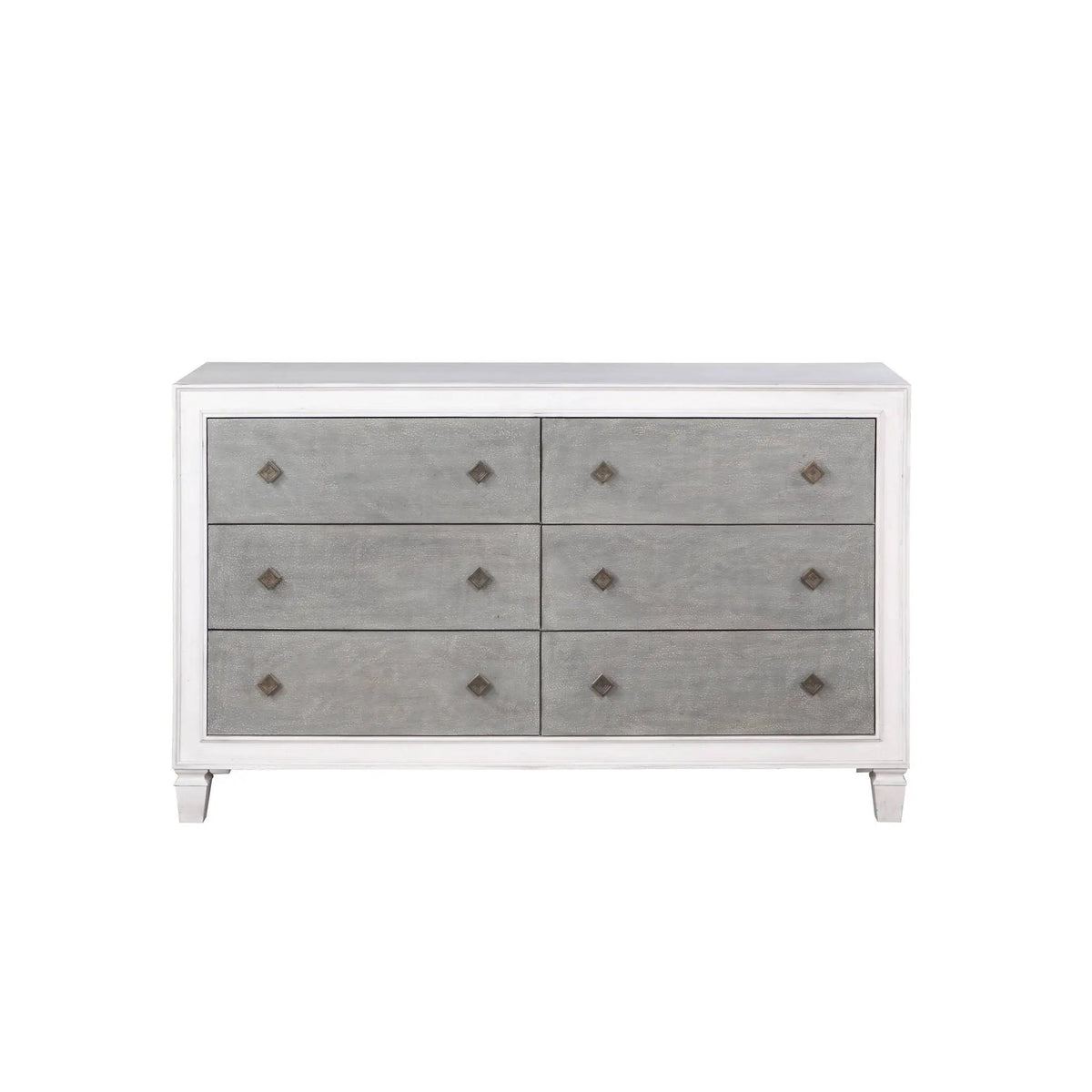 Katia Weathered Dresser | White | Full-Extension Metal Glides | Transitional Design