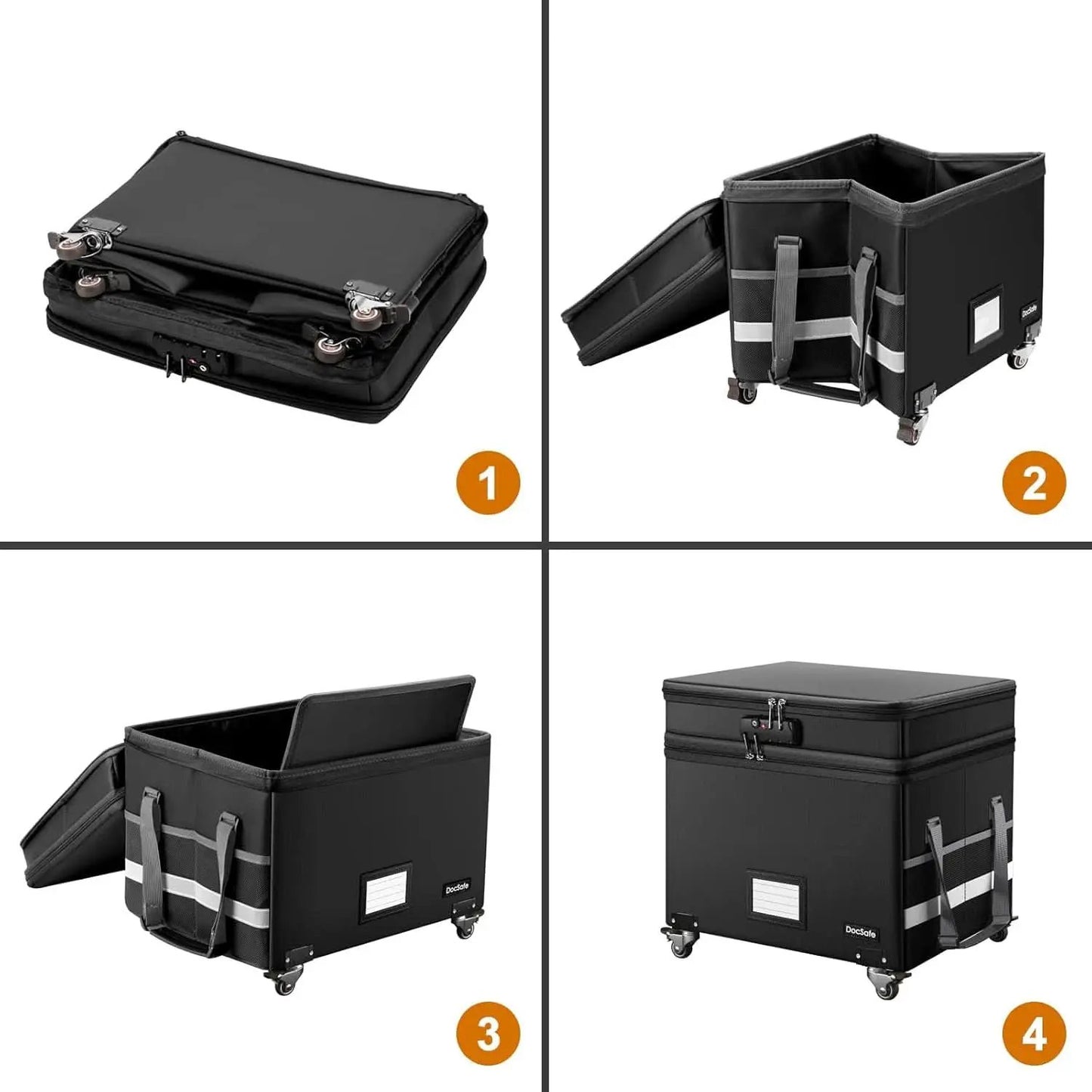 Fireproof File Box With Lock Wheels Rolling Portable from PriceLows™