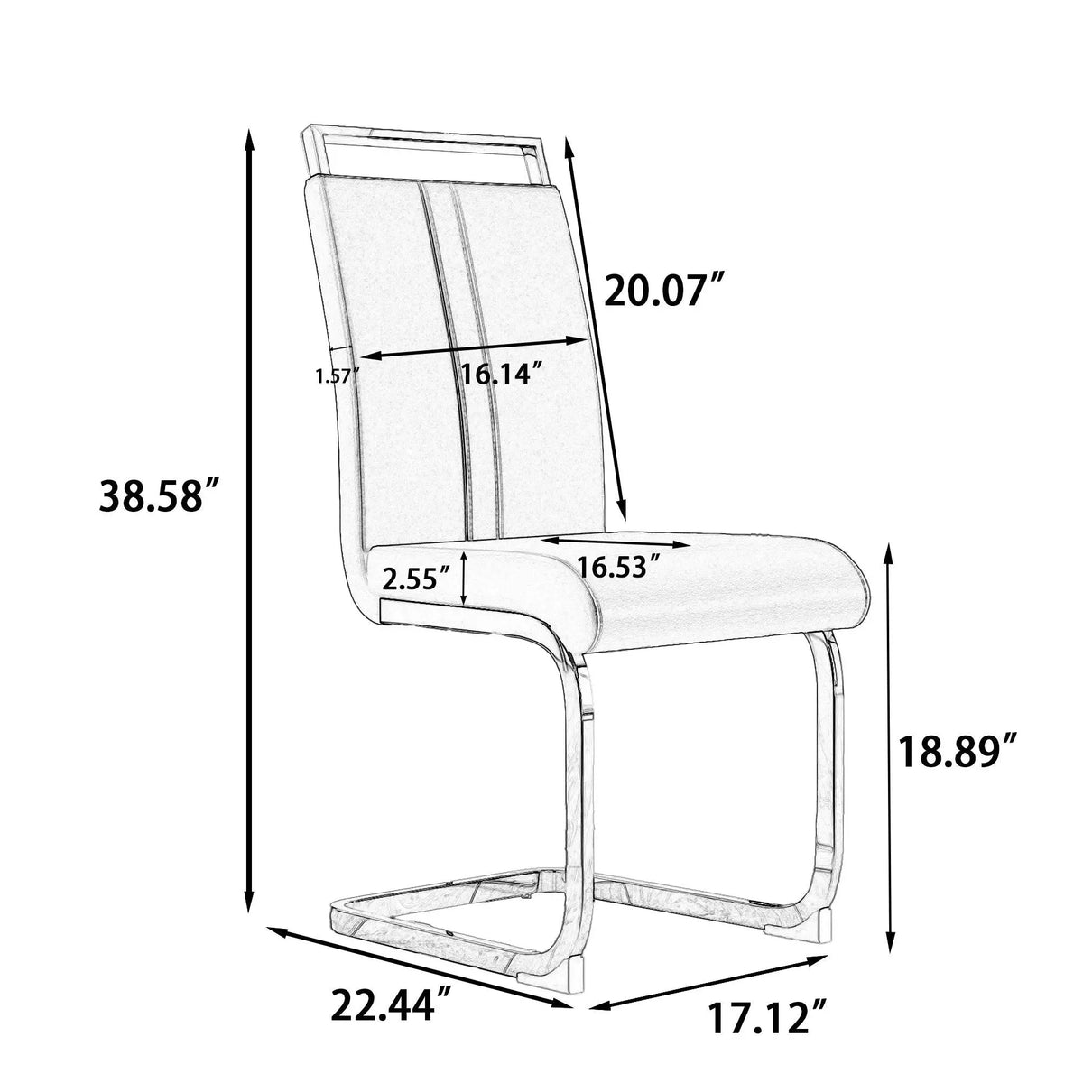 Modern Dining Chairs | Padded Seat | High Back | Accessory Bag Included
