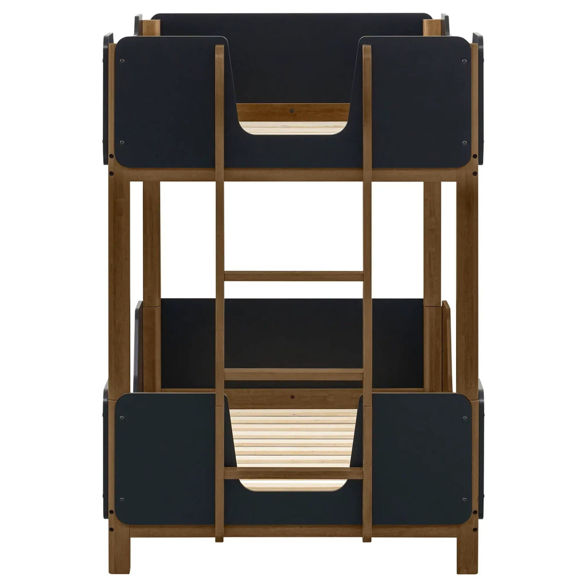 Morris Twin Over Twin Wood Bunk Bed Black and | 81.75 x 41.25 x 58.5 in | Rubberwood & Engineered Wood | Walnut
