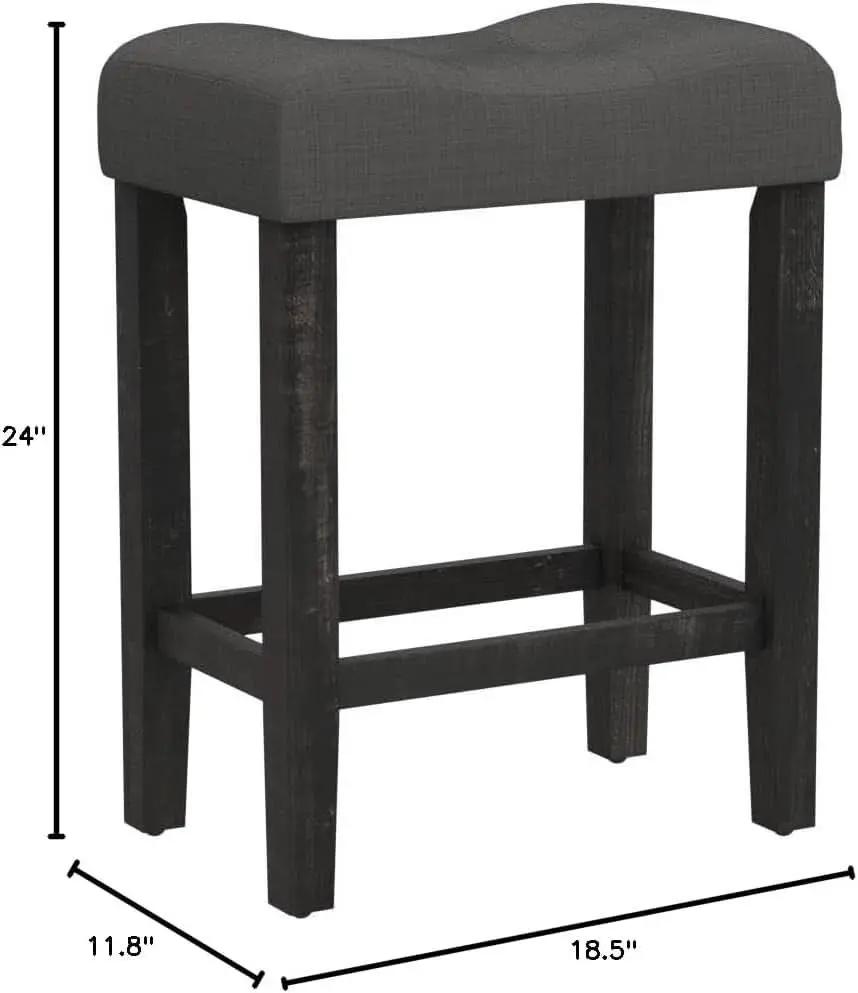 Sora Button Tufted Counter Height Saddle Stools Set of 2 Gray from PriceLows™