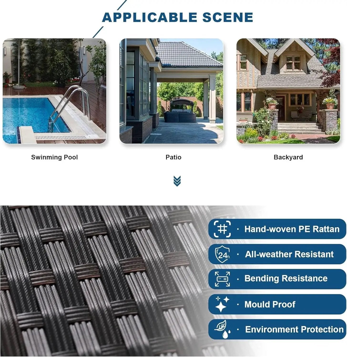 Navy Blue 6 Piece Outdoor Patio Sectional Sofa Set With PE Rattan from PriceLows™